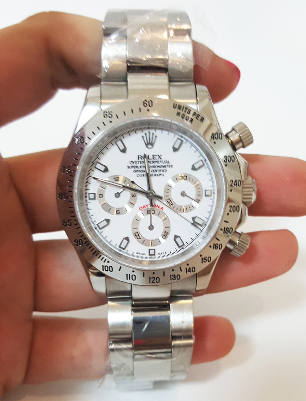 Rolex Daytona 116520 Cadran Homme Blanc 316 Grade Acier Inoxydable (Oysterlock) – Image 4