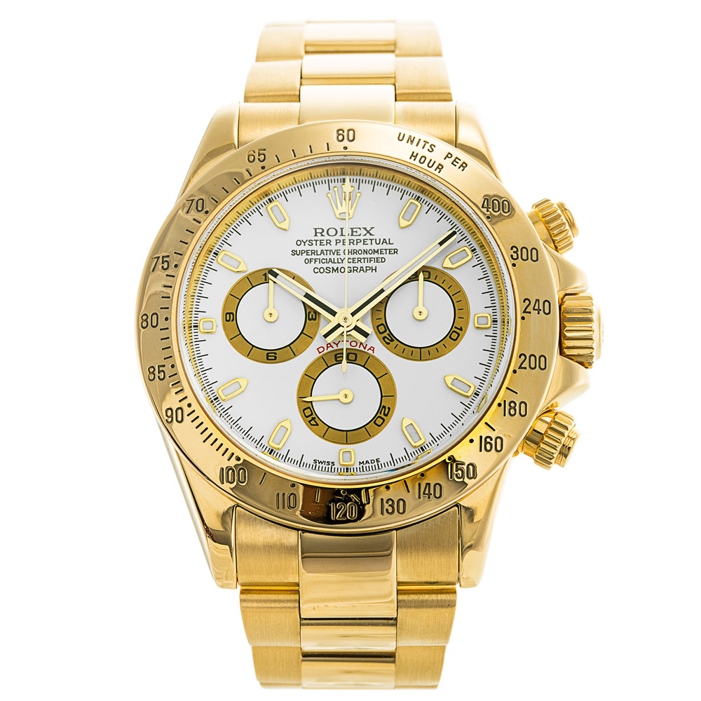 Rolex Daytona 116528 Cadran Pour Homme En Acier Inoxydable De Qualité 316 Plaqué Or Blanc (Oysterlock)