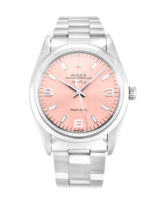 Rolex Air-king 14000 Unisexe Cadran Rose Quart En Acier Arabe (Huître)