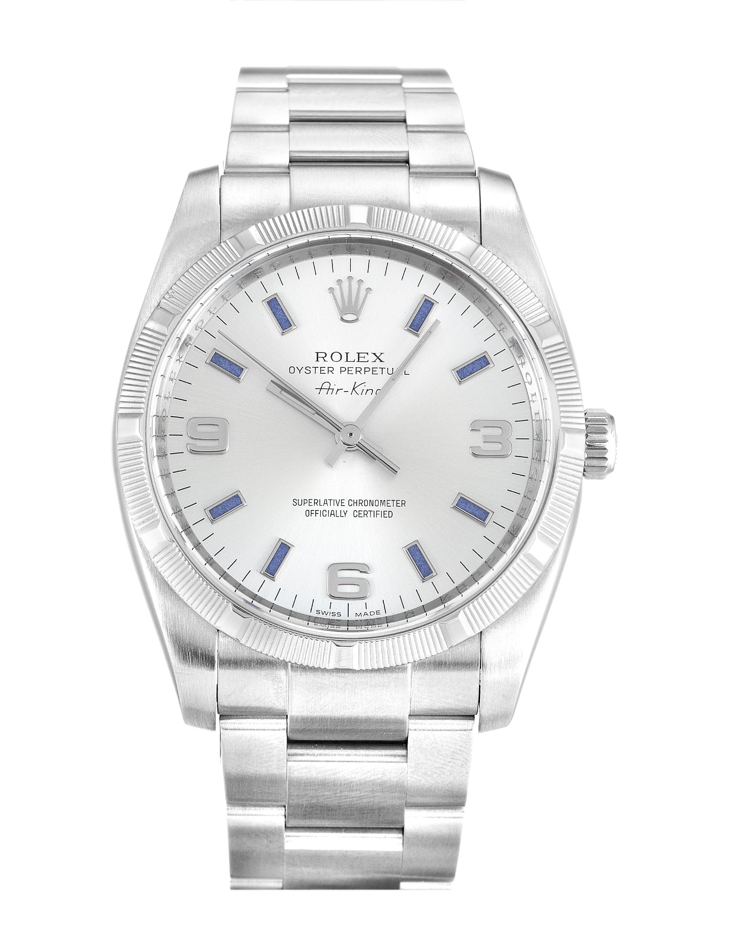 Rolex Air-king 114210 Cadran Unisexe Argent Quarter Arabe Acier (Oyster)
