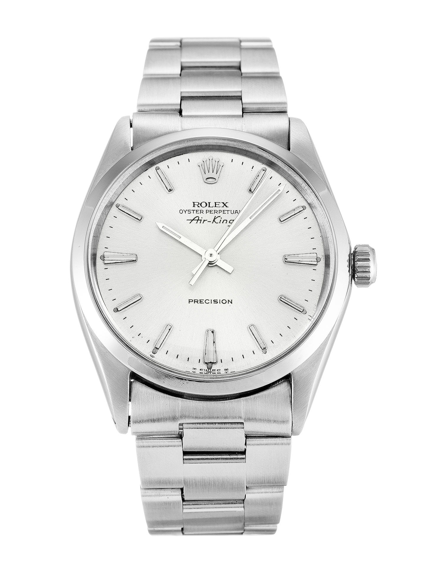 Rolex Air-king 5500 Cadran Unisexe Argent Baton Acier (Oyster)