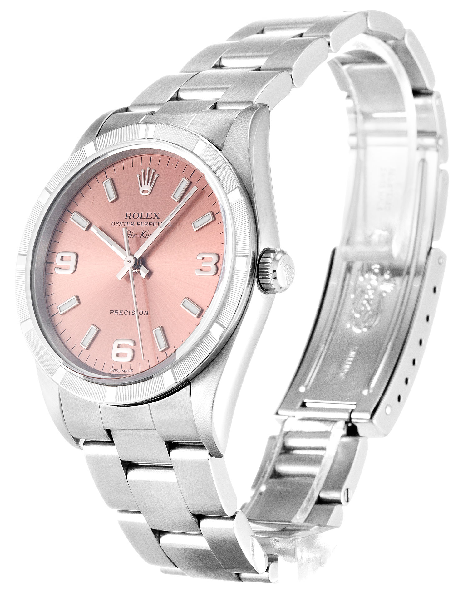 Rolex Air-king 14010m Cadran Unisexe Saumon Quarter Acier Arabe (Oyster) – Image 2