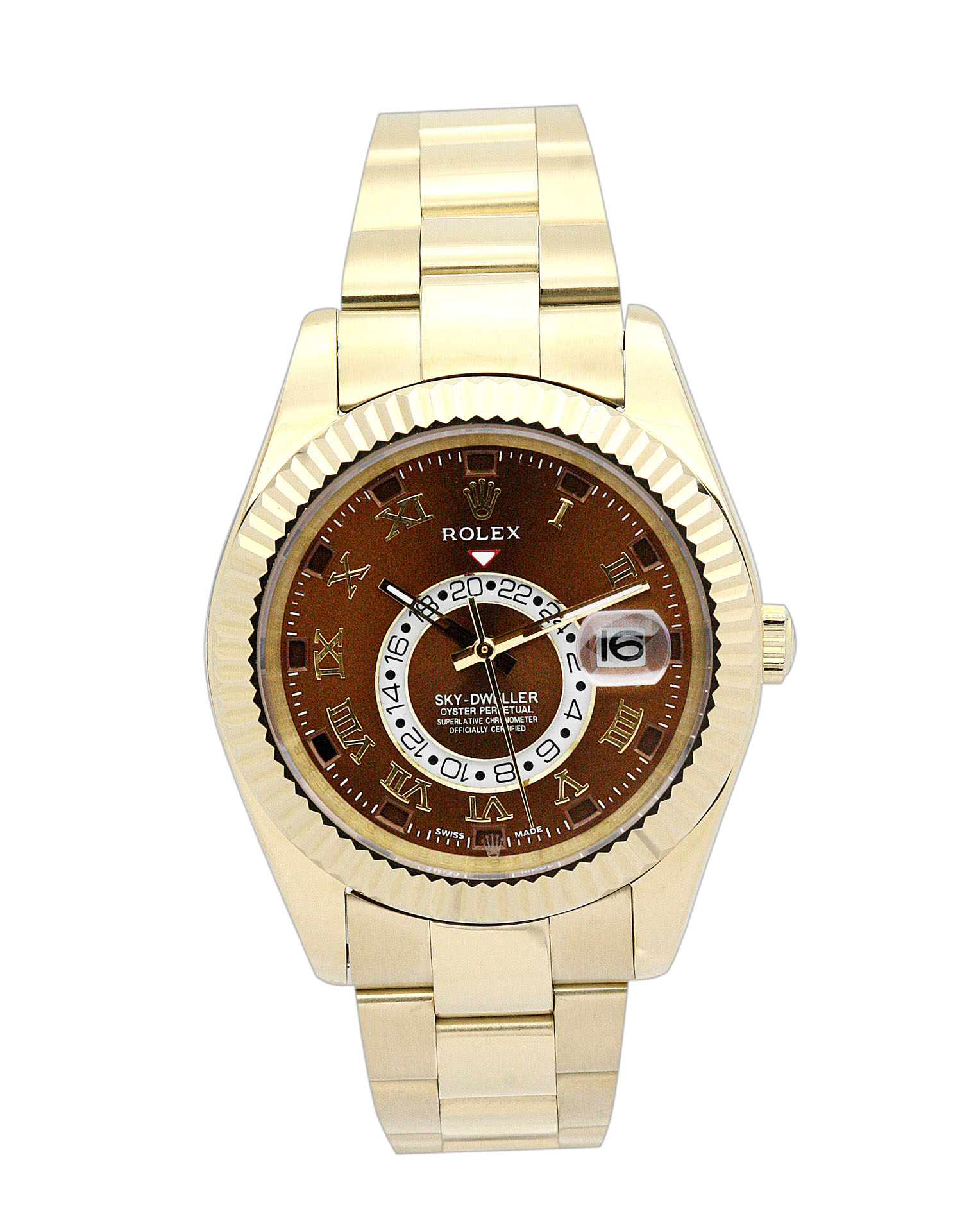 Rolex Sky-dweller 326938 Cadran Homme Cadran Marron Or Jaune (Oyster)