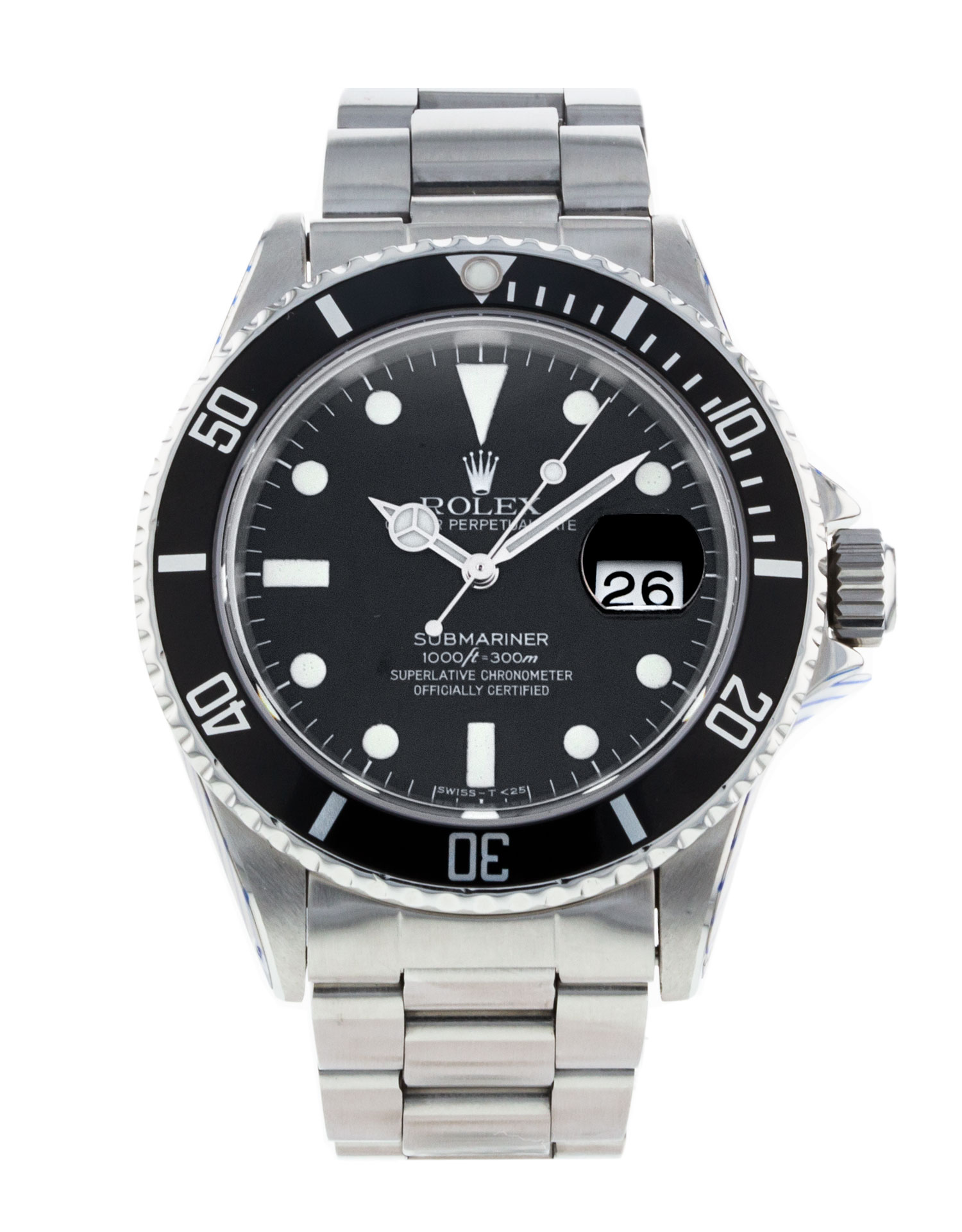 Rolex Submariner 16800 cadran noir pour homme en acier