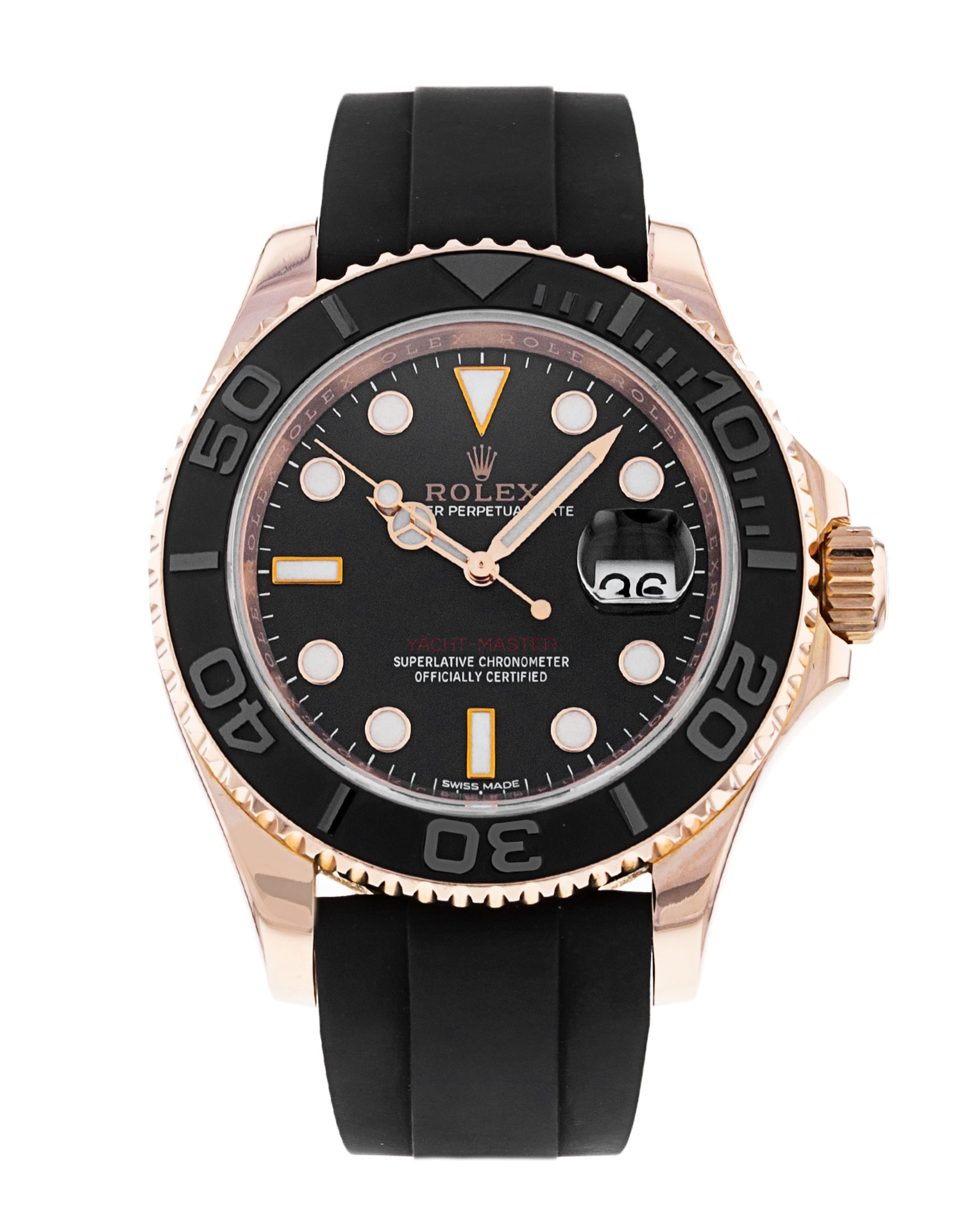 Rolex Yacht-master 116655 Cadran pour homme Noir Matériau du boîtier Or rose