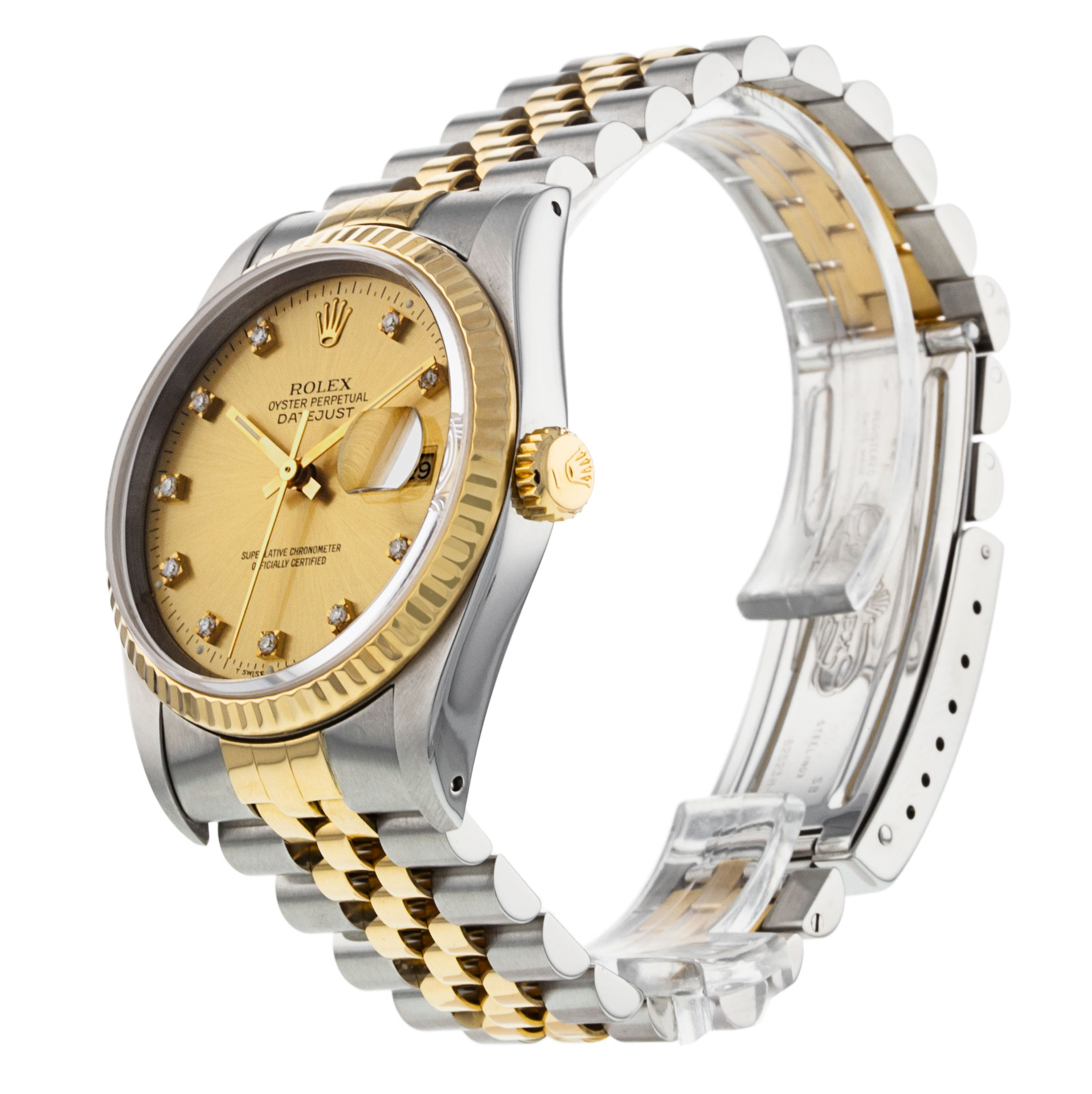 Rolex Datejust 16233 Mens Dial Champagne Diamond Case Matériel Acier Or jaune – Image 3