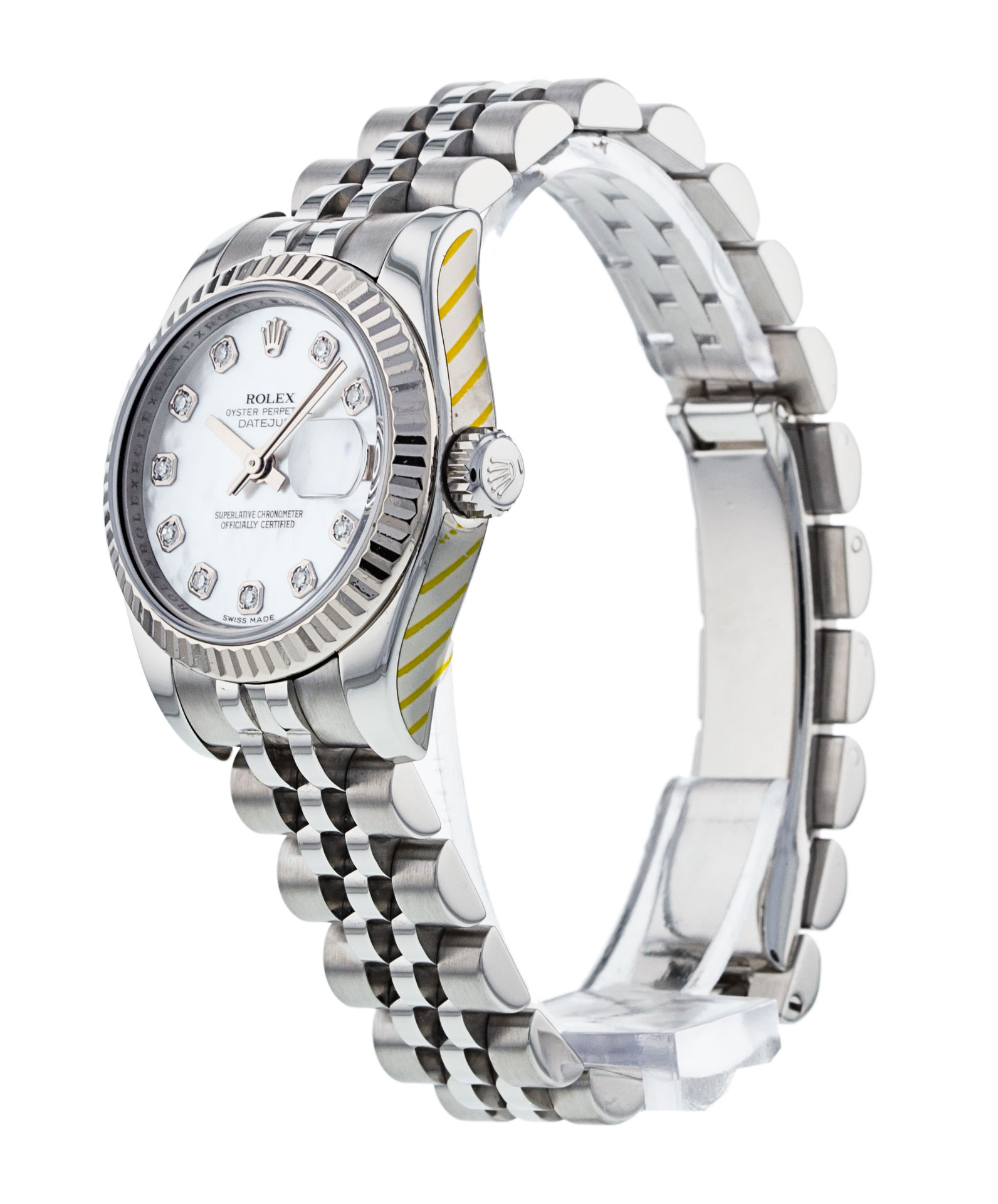 Rolex Datejust Lady 179174 Cadran pour dames en argent nacre - Matériau du boîtier en diamant Acier Or blanc – Image 3