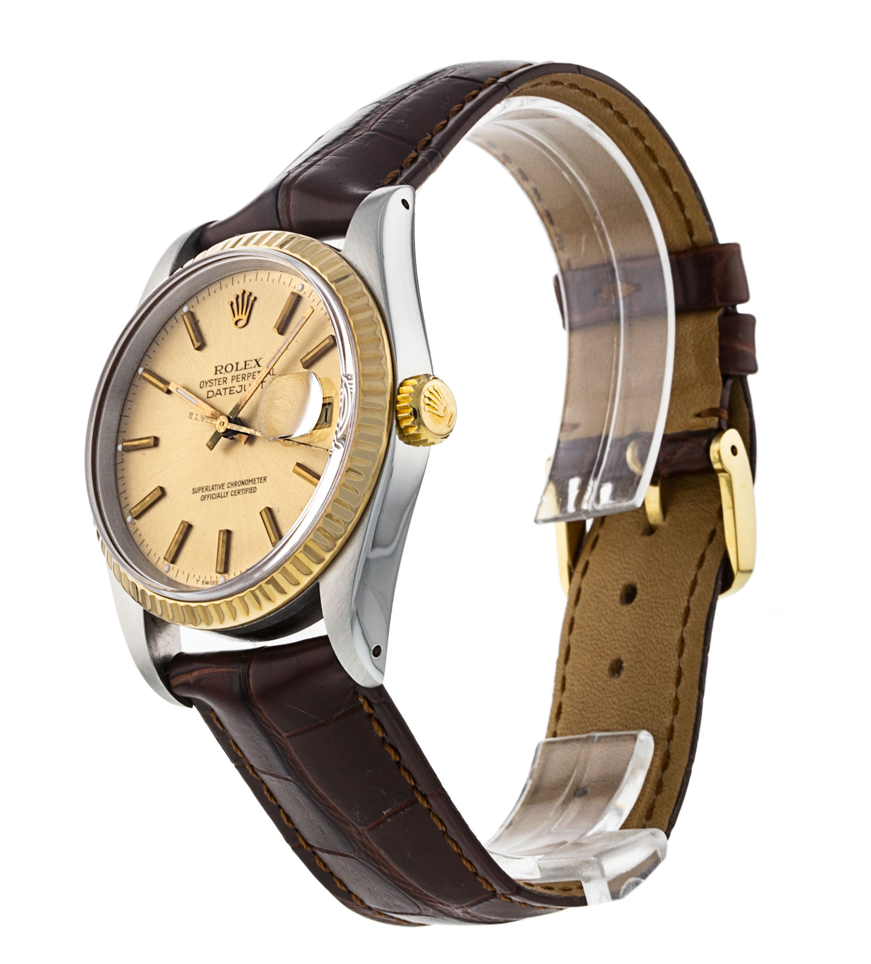 Rolex Datejust 16233 Cadran pour homme Champagne Baton Matériau du boîtier Acier Or jaune – Image 3