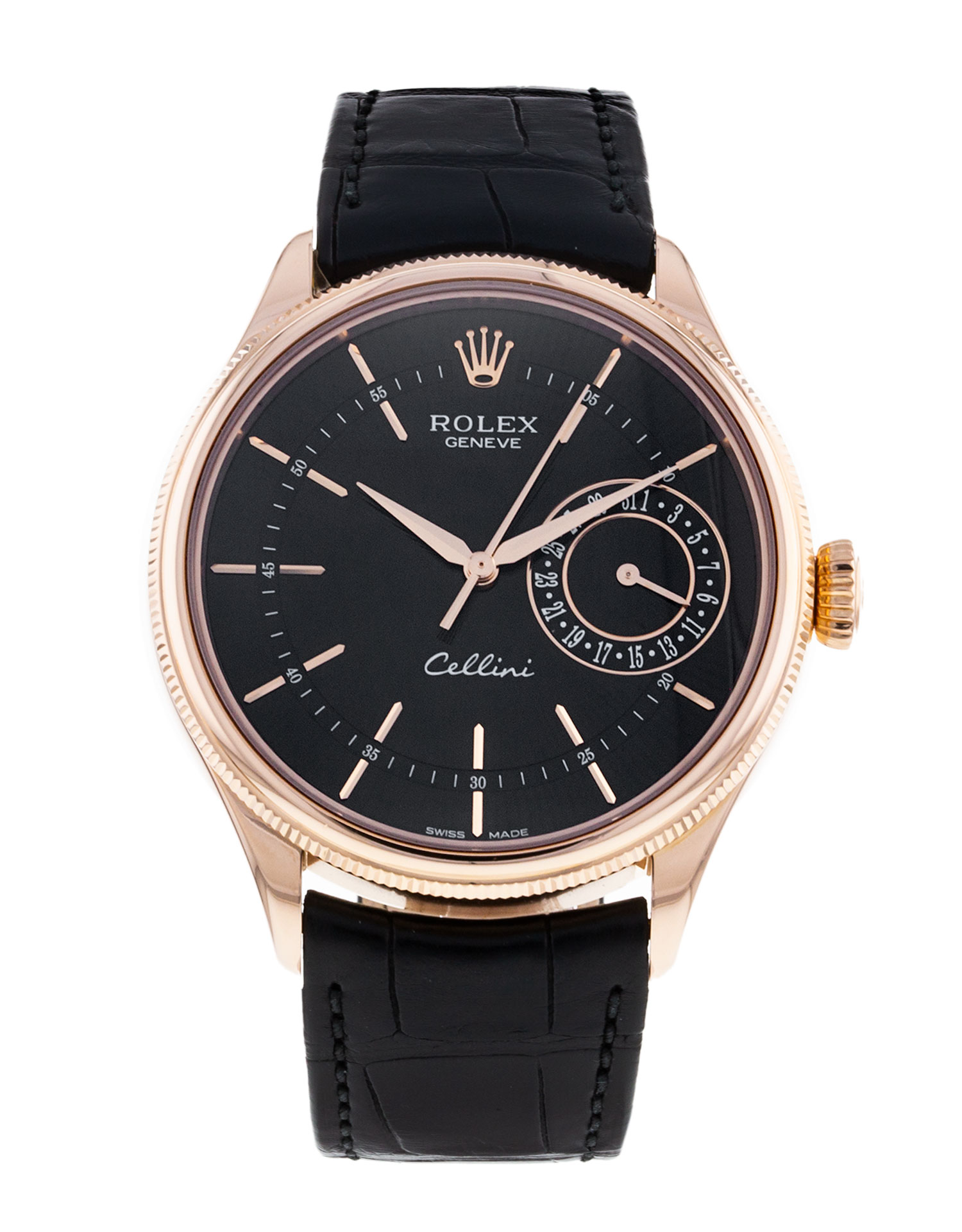 Rolex Cellini 50515 Cadran Homme Noir Matière du boîtier Baton Or Rose
