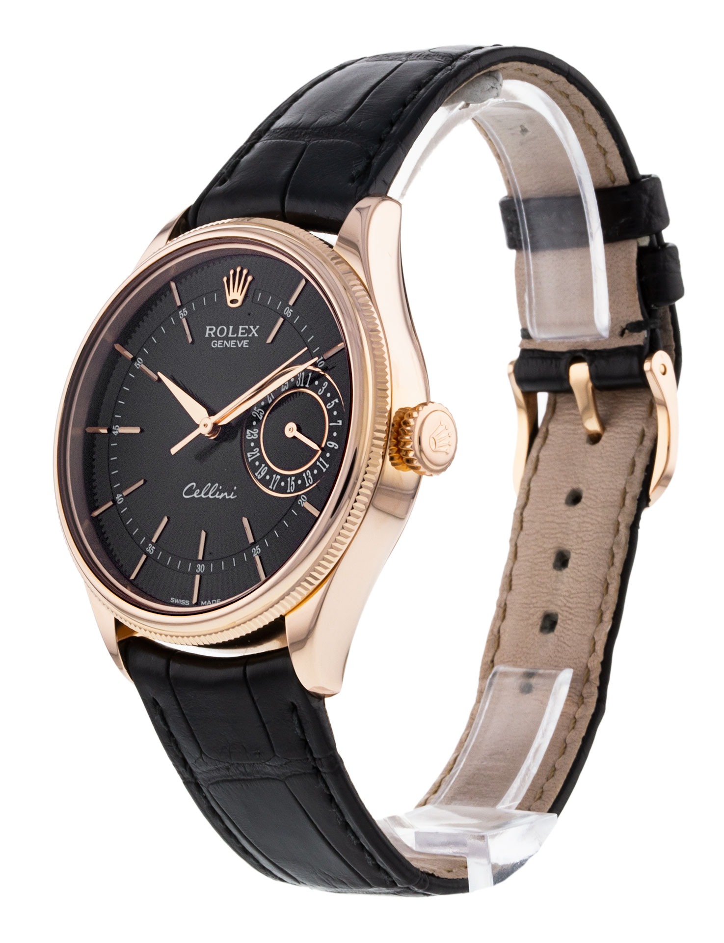 Rolex Cellini 50515 Cadran Homme Noir Matière du boîtier Baton Or Rose – Image 3