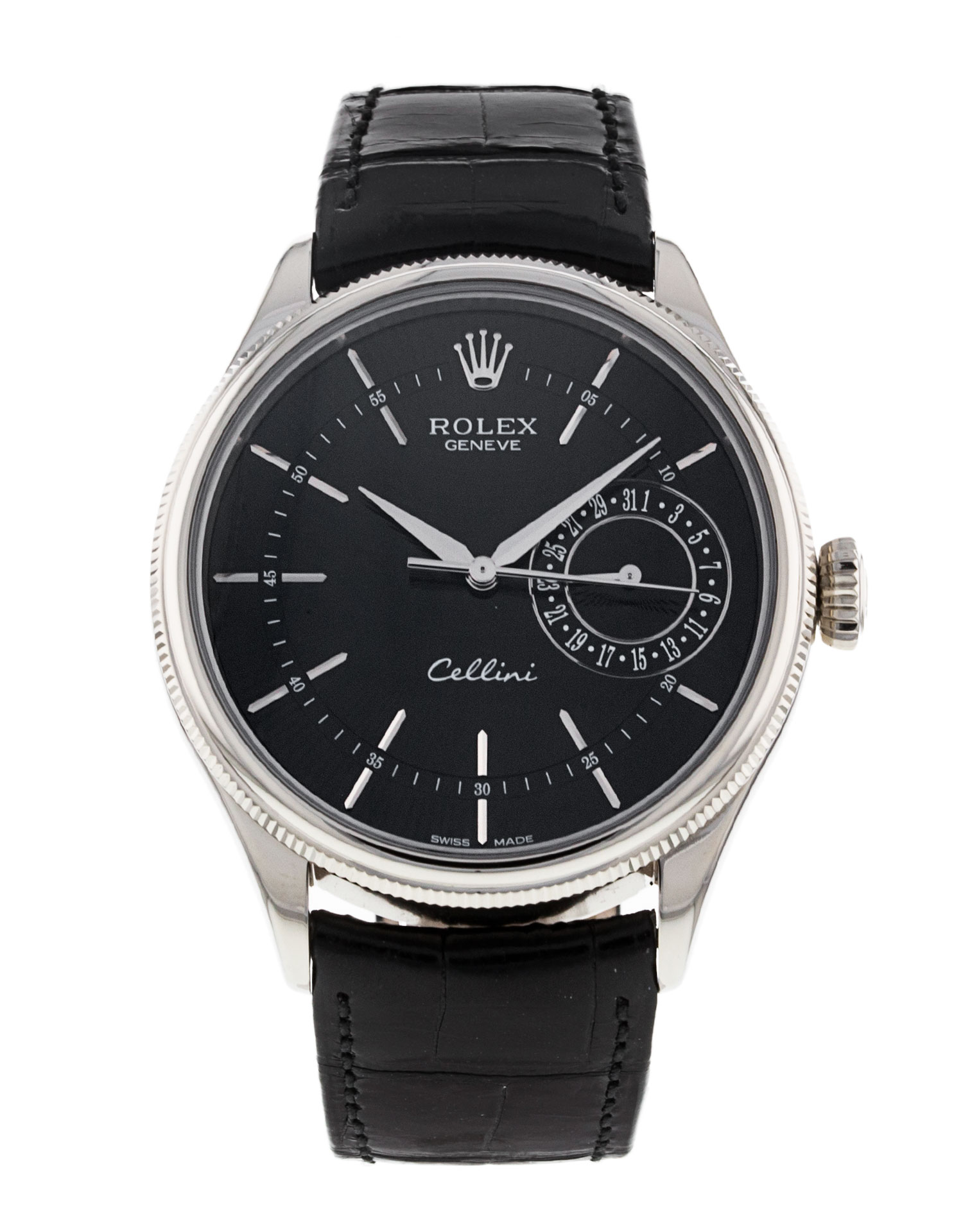 Rolex Cellini 50519 Cadran Homme Noir Matière du boîtier Baton Or Blanc