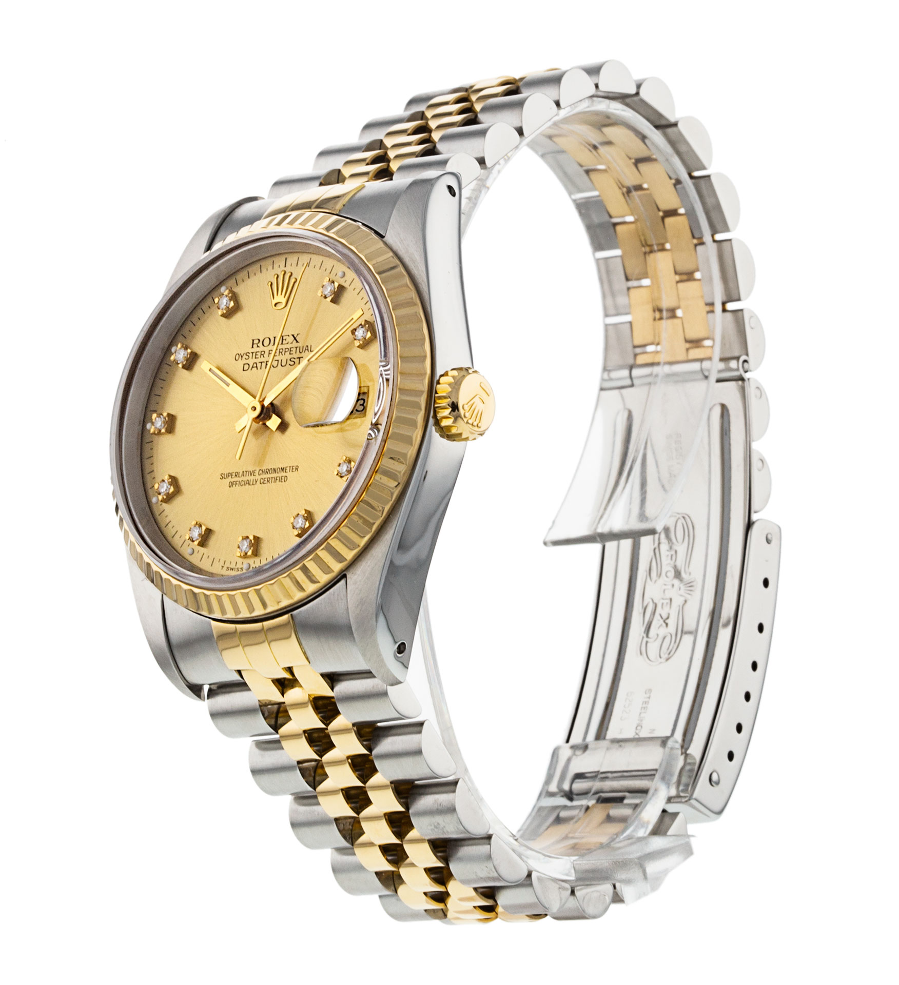 Rolex Datejust 16233 Mens Dial Champagne Diamond Case Matériel Acier Or jaune – Image 3