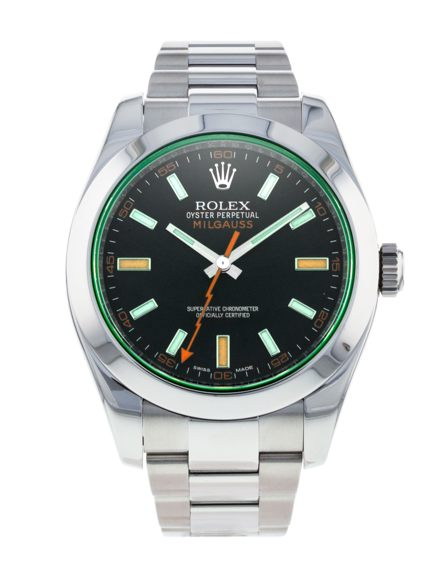 Rolex Milgauss 116400 Gv Cadran Homme Noir Matière du boîtier Baton Acier