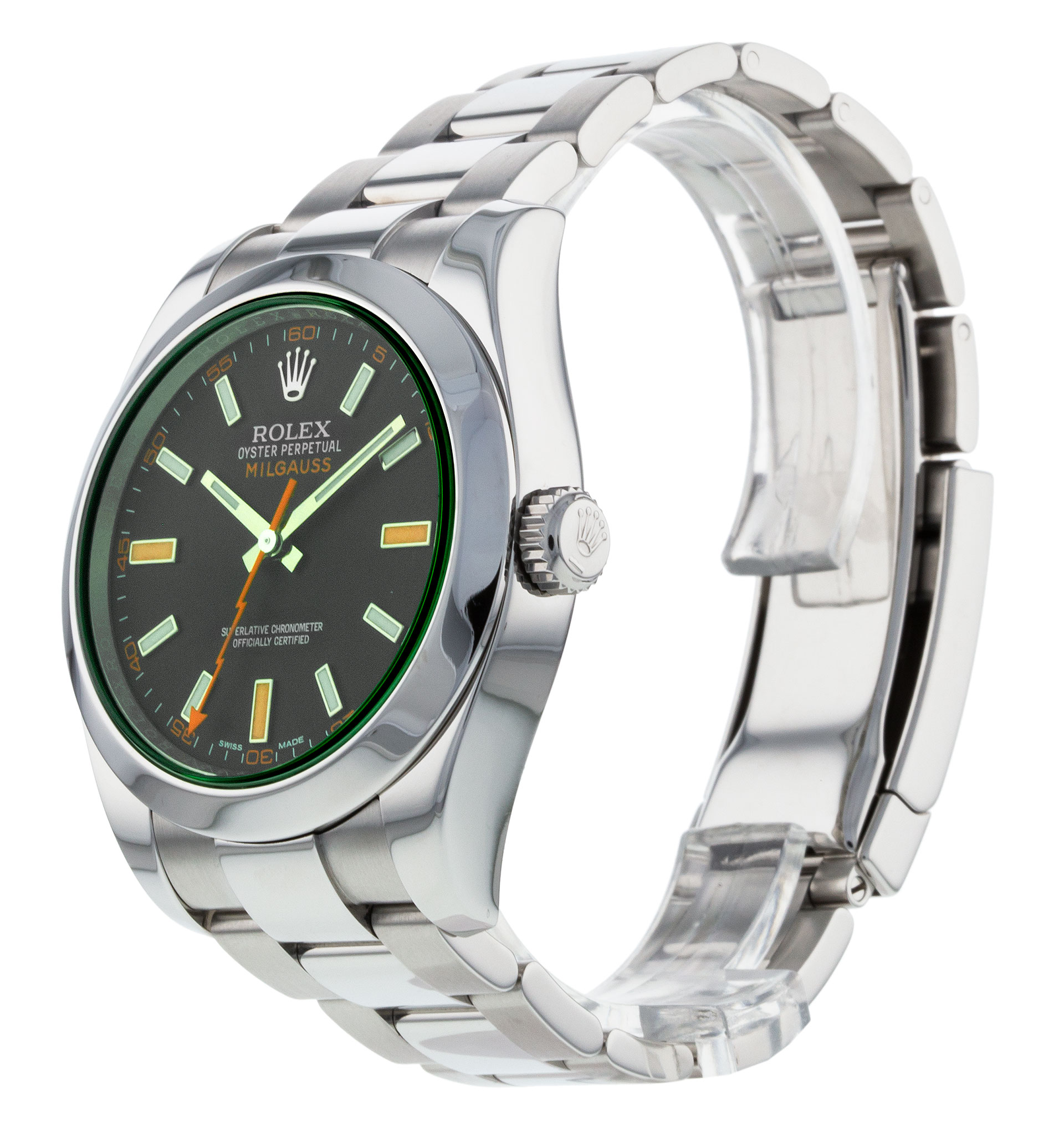 Rolex Milgauss 116400 Gv Cadran Homme Noir Matière du boîtier Baton Acier – Image 3
