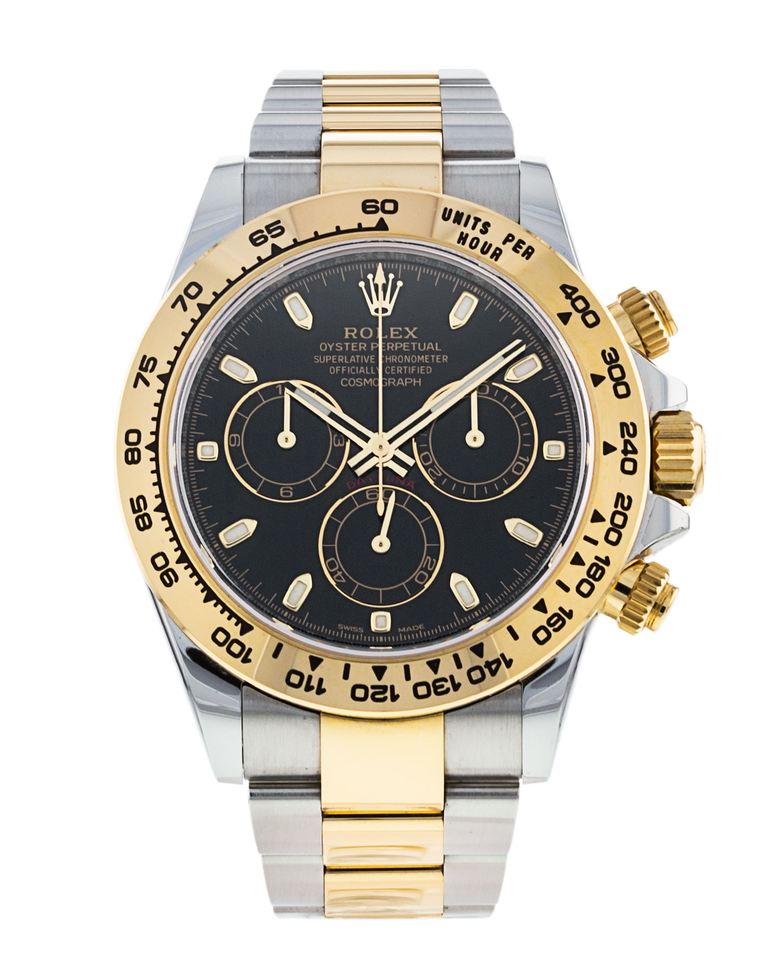 Rolex Daytona 116503 Cadran pour homme noir Baton Matériau du boîtier Acier Or jaune