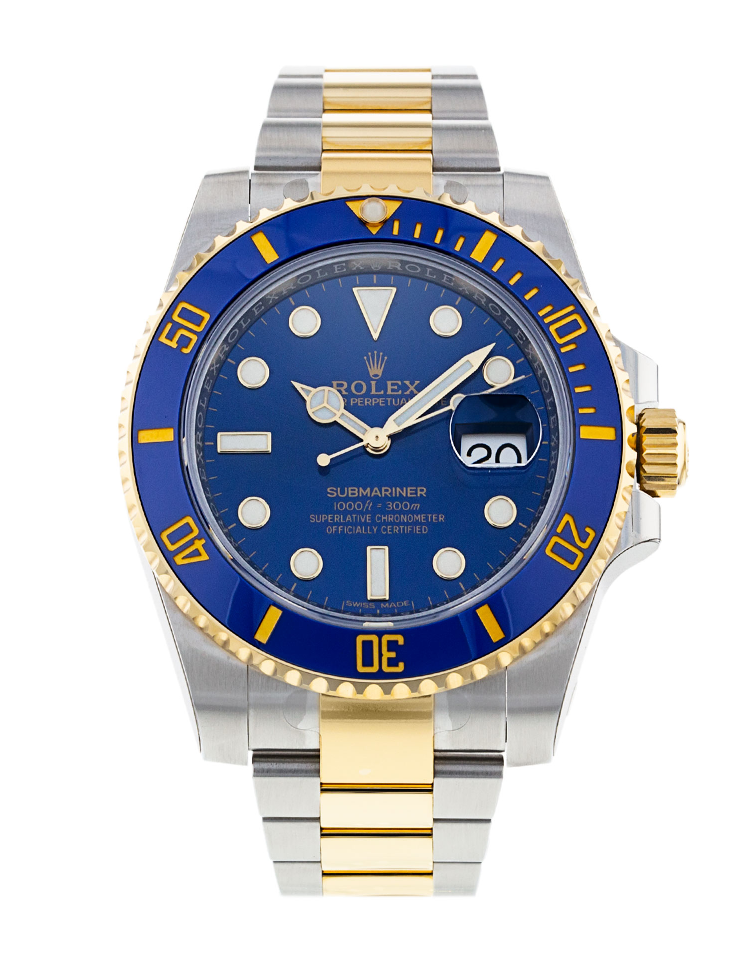 Rolex Submariner 116613 Lb Cadran bleu pour homme Matériau du boîtier Acier Or jaune