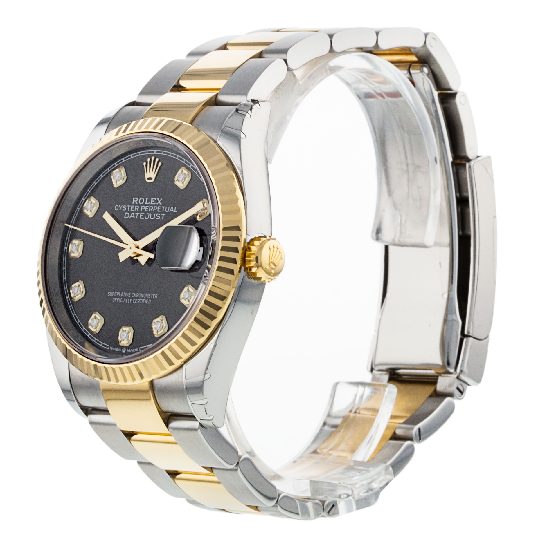 Rolex Datejust 126233 Mens Dial Black Diamond Case Matériau Acier Or jaune – Image 3
