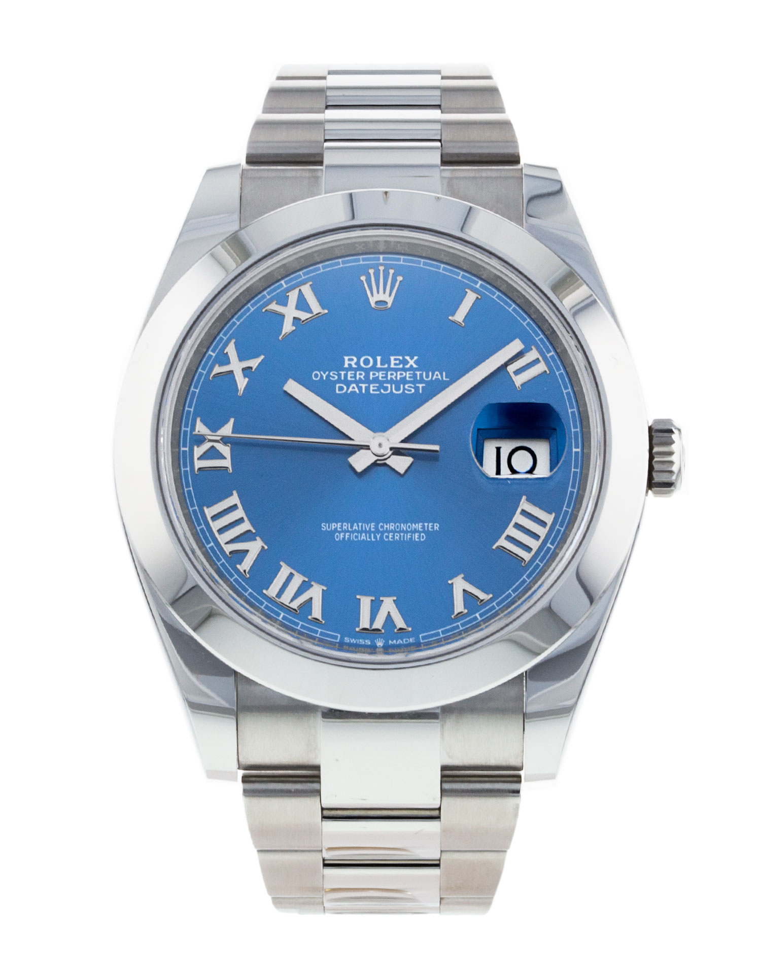 Rolex Datejust 41 126300 Cadran bleu pour homme en acier avec chiffres romains