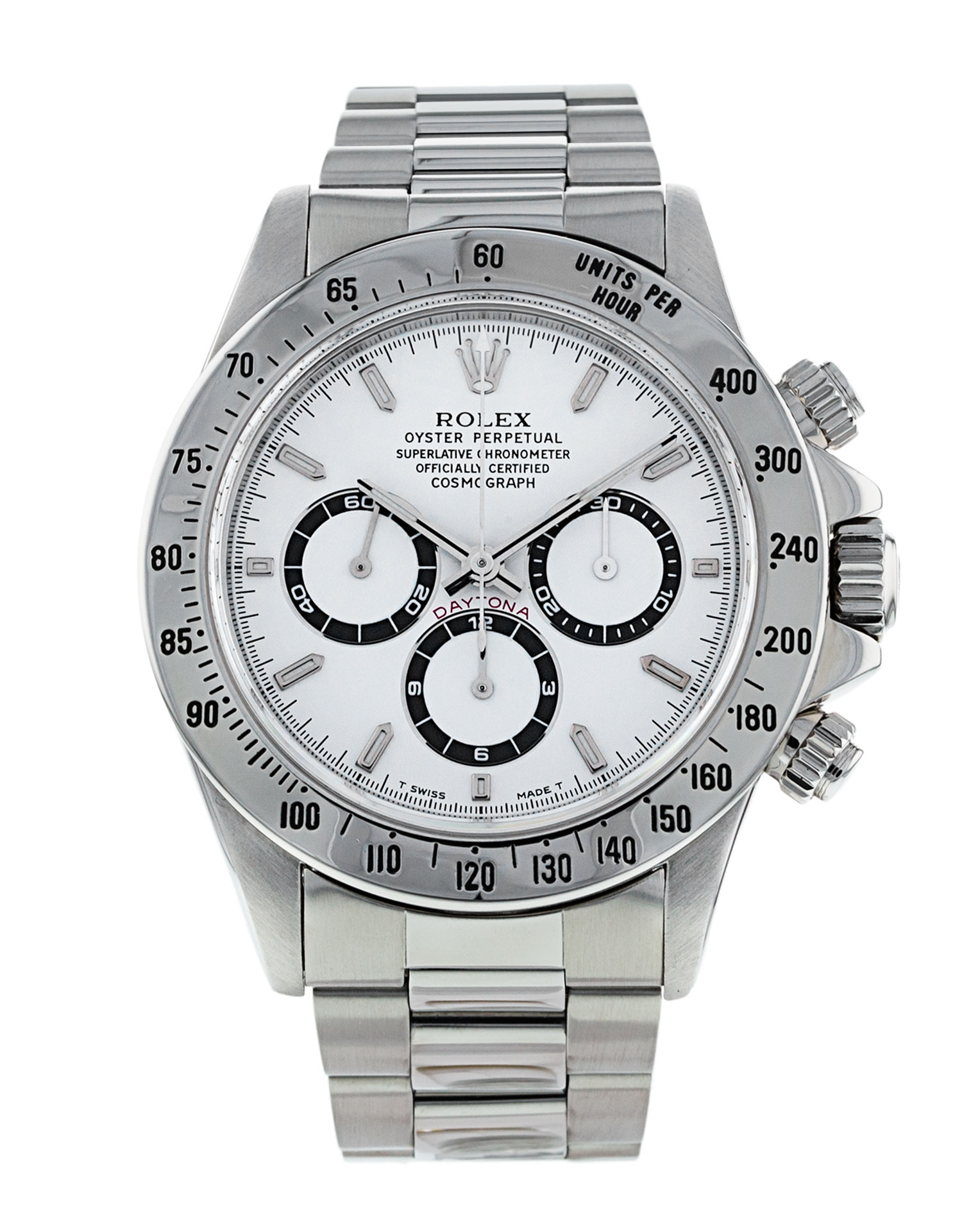 Rolex Daytona 16520 Cadran Homme Blanc Bâton Matériel Acier