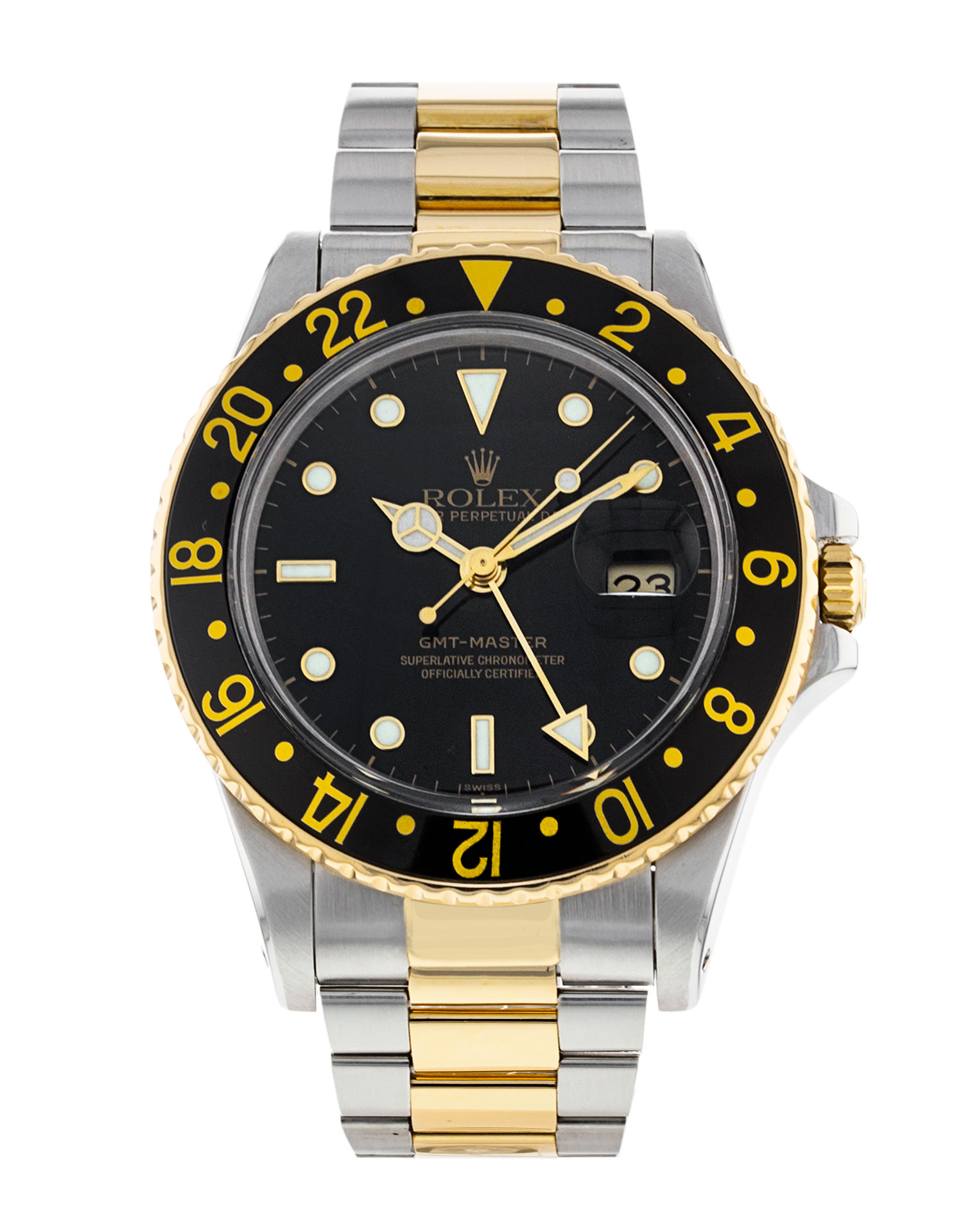 Rolex Gmt Master 16753 Cadran pour homme noir Matériau du boîtier Acier Or jaune