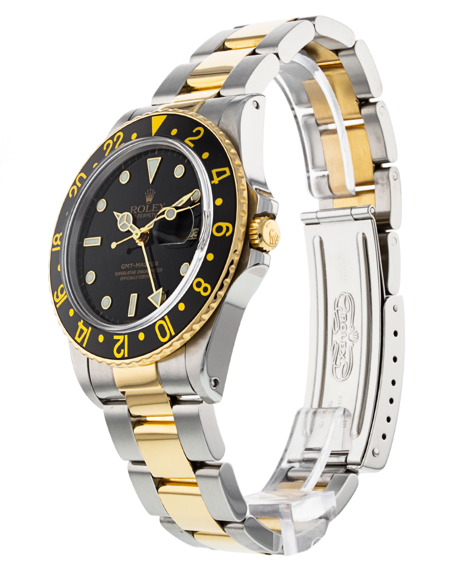 Rolex Gmt Master 16753 Cadran pour homme noir Matériau du boîtier Acier Or jaune – Image 3