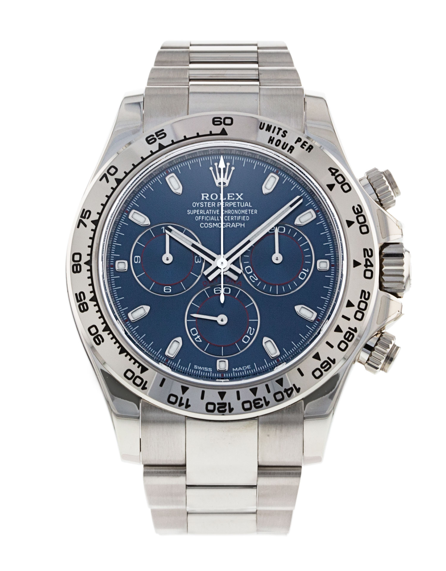 Rolex Daytona 116509 Cadran Bleu Matière Du boîtier Baton Or Blanc