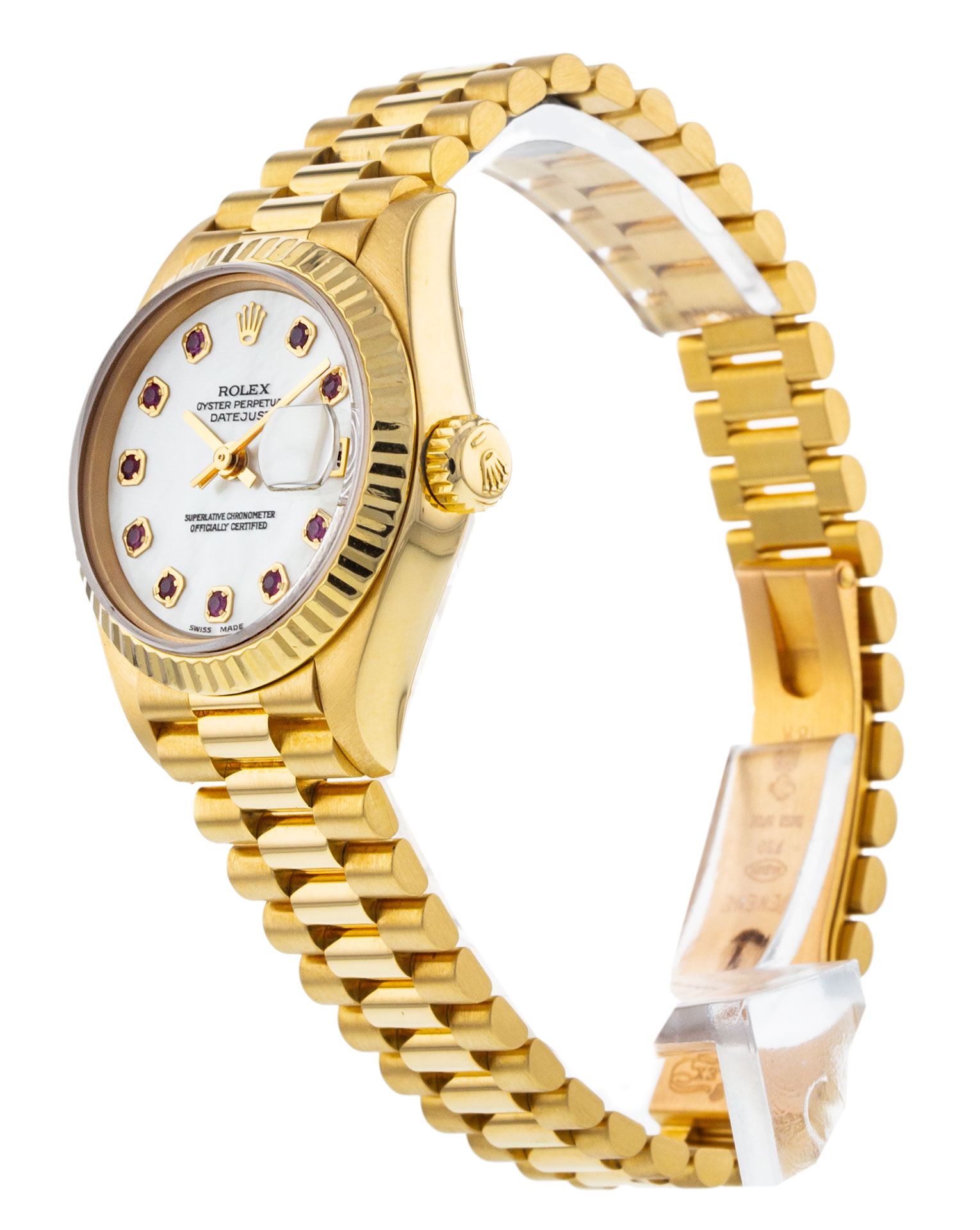 Rolex Datejust Lady 69178 Mesdames Cadran Nacre Blanc - Matériau du boîtier rubis Or jaune – Image 3