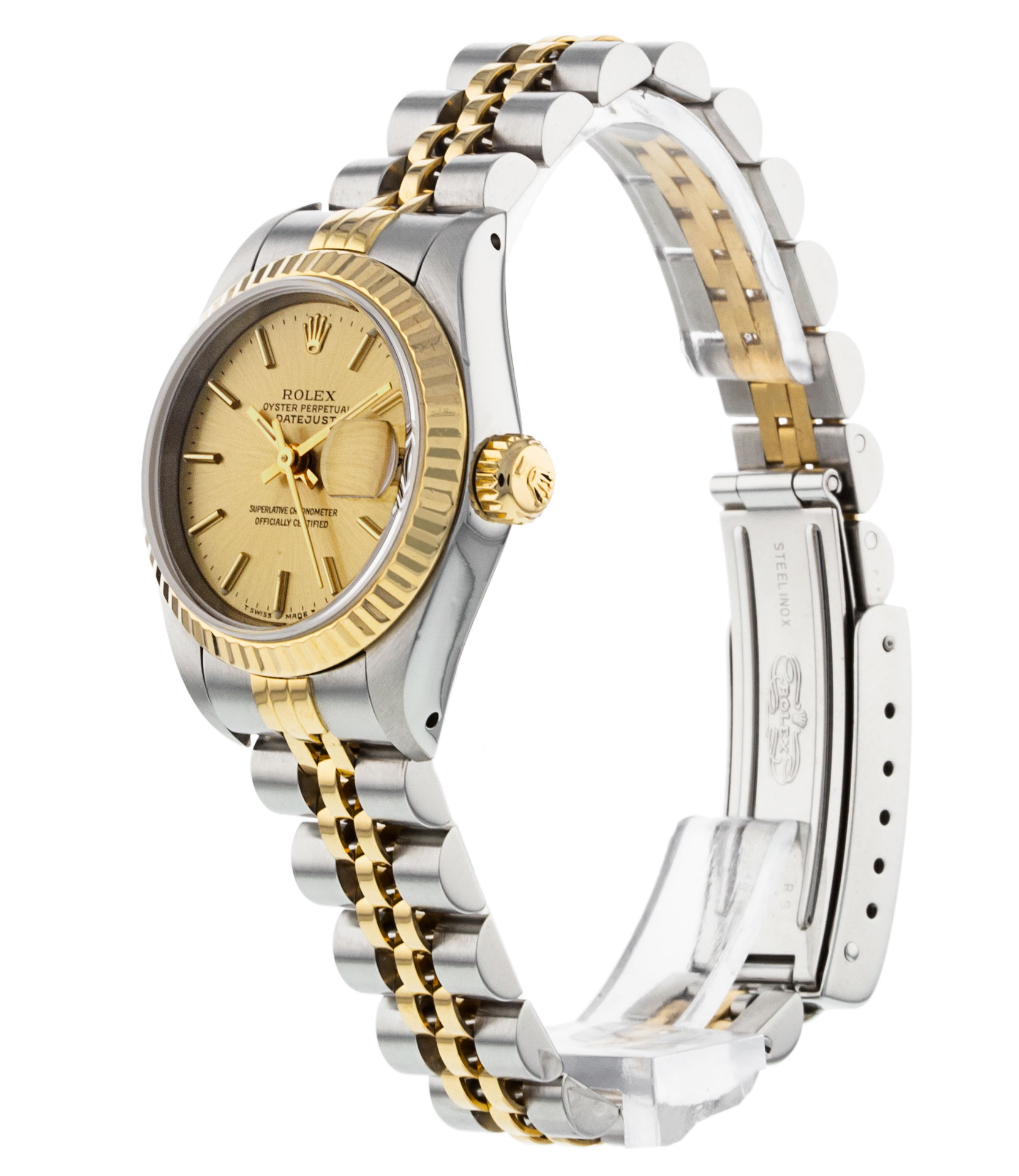 Rolex Datejust Lady 69173 Cadran pour dames Champagne Baton Matériau du boîtier Acier Or jaune – Image 3