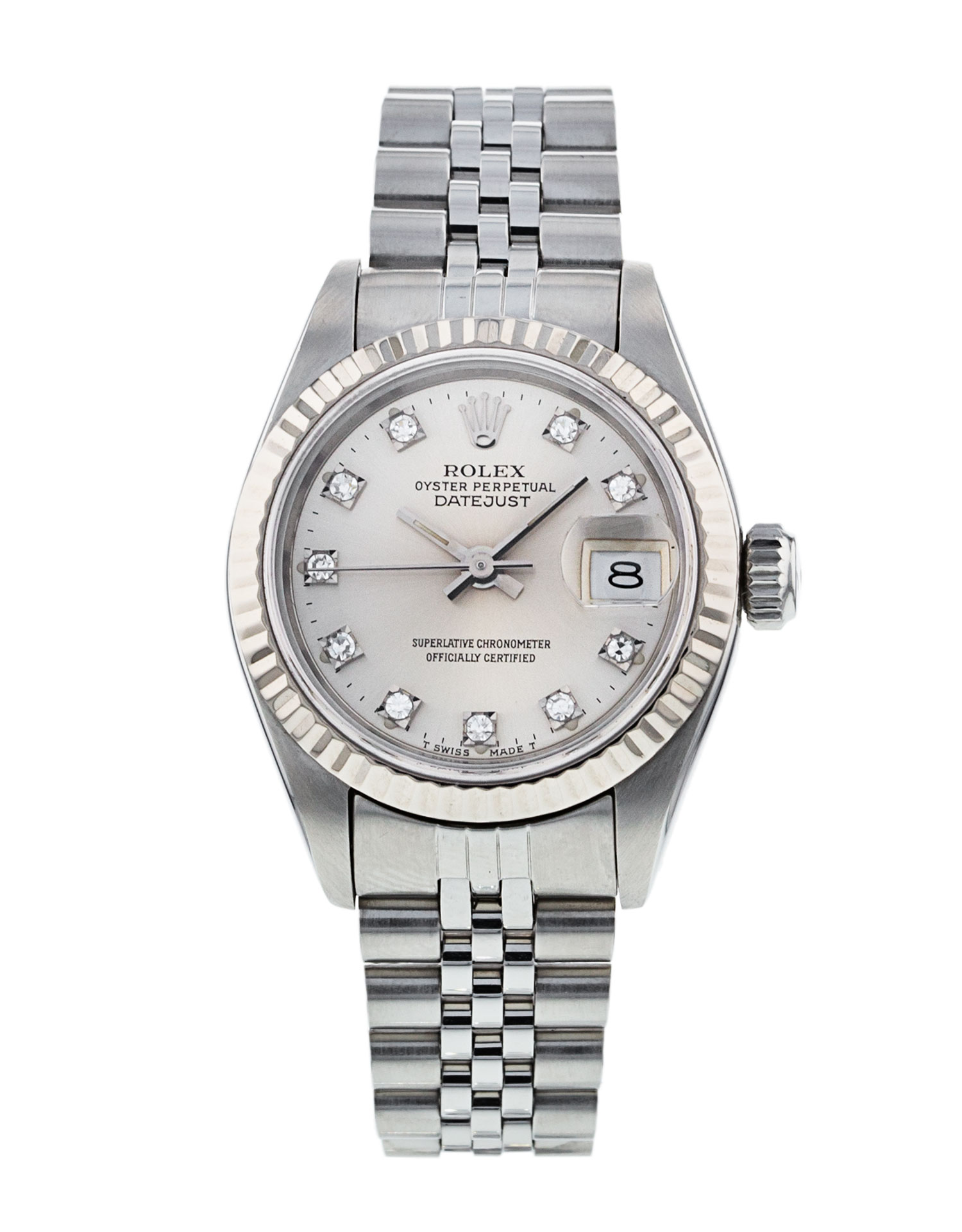 Rolex Datejust Lady 69174 Mesdames Cadran Argent Diamant Matériau du boîtier Acier Or blanc