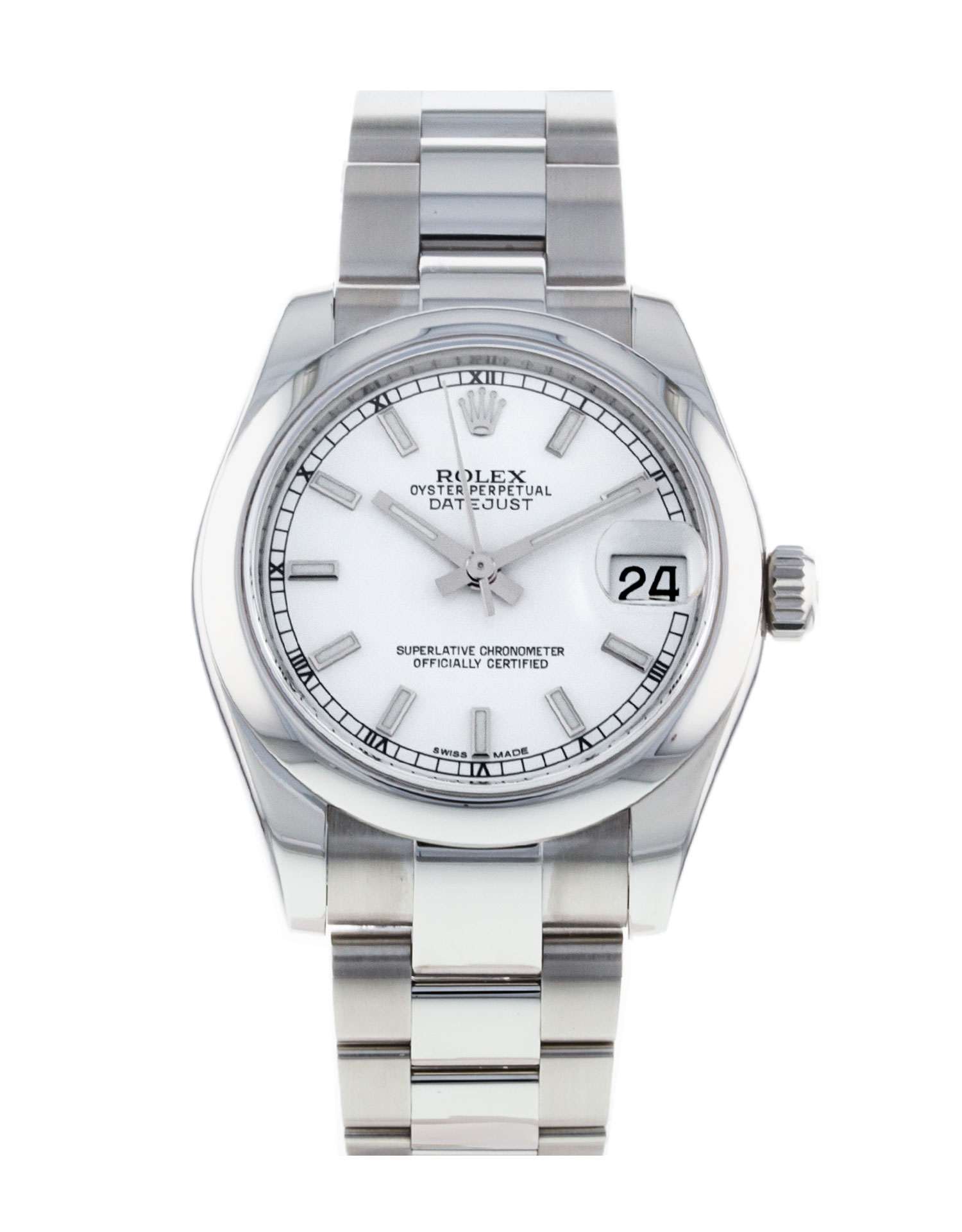 Rolex Datejust Lady 31 178240 Cadran pour dames Blanc Matière du boîtier Baton Acier