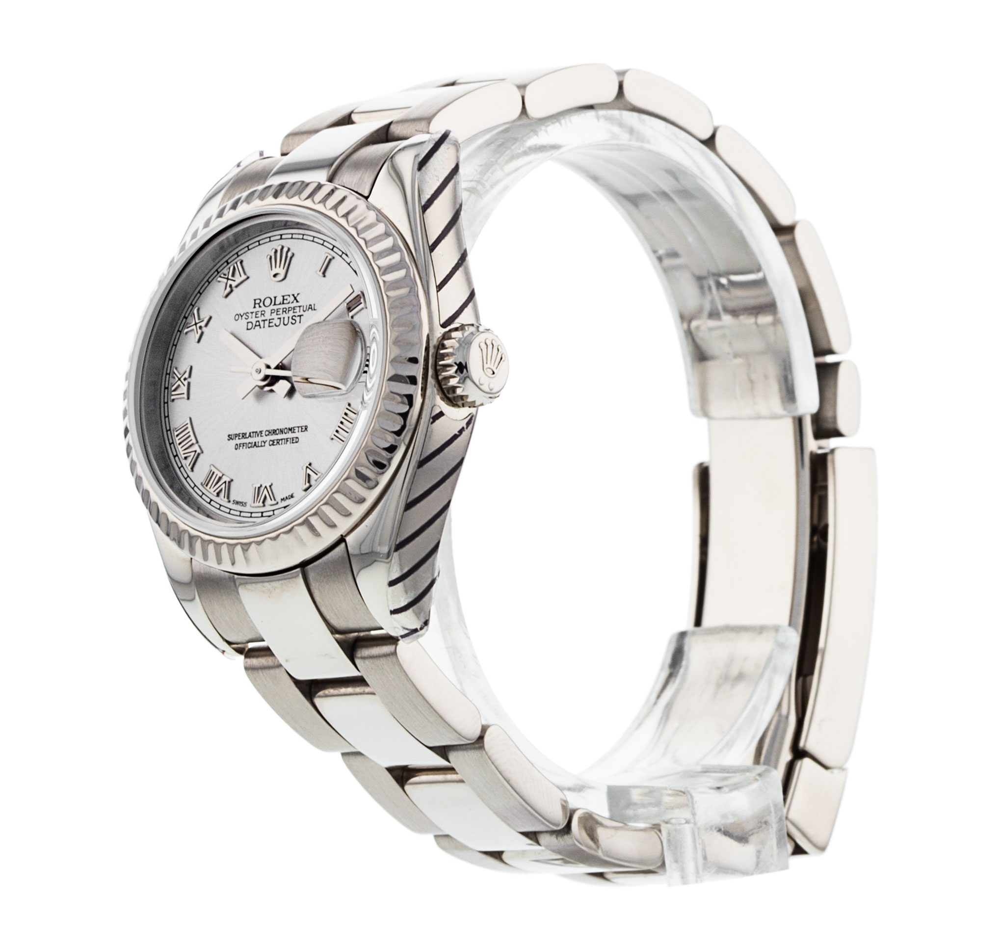 Rolex Datejust Lady 179179 Cadran pour dames en argent avec chiffres romains Matériau du boîtier Or blanc – Image 3