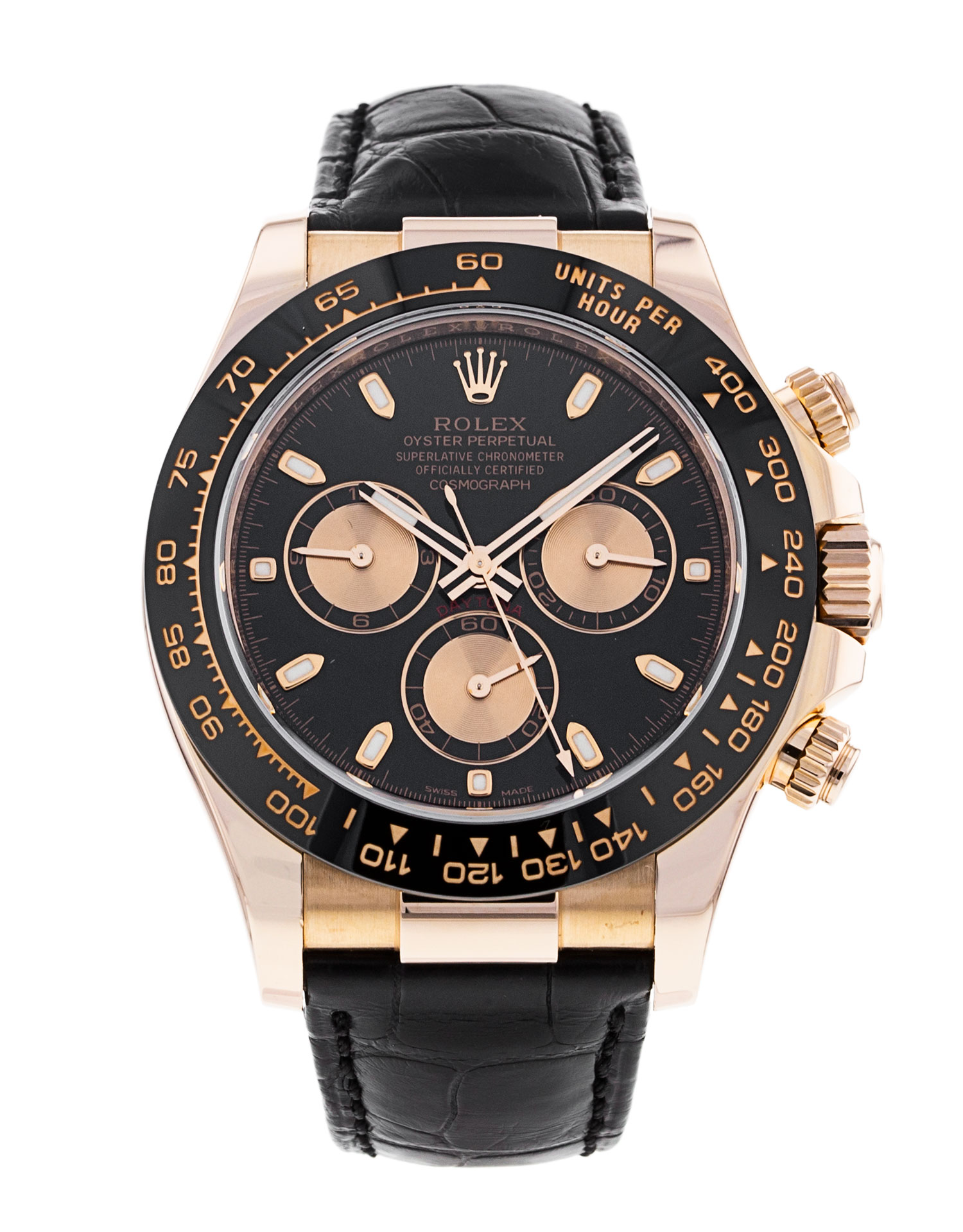 Rolex Daytona 116515 Ln Cadran Homme Noir Matière du boîtier Baton Or Rose