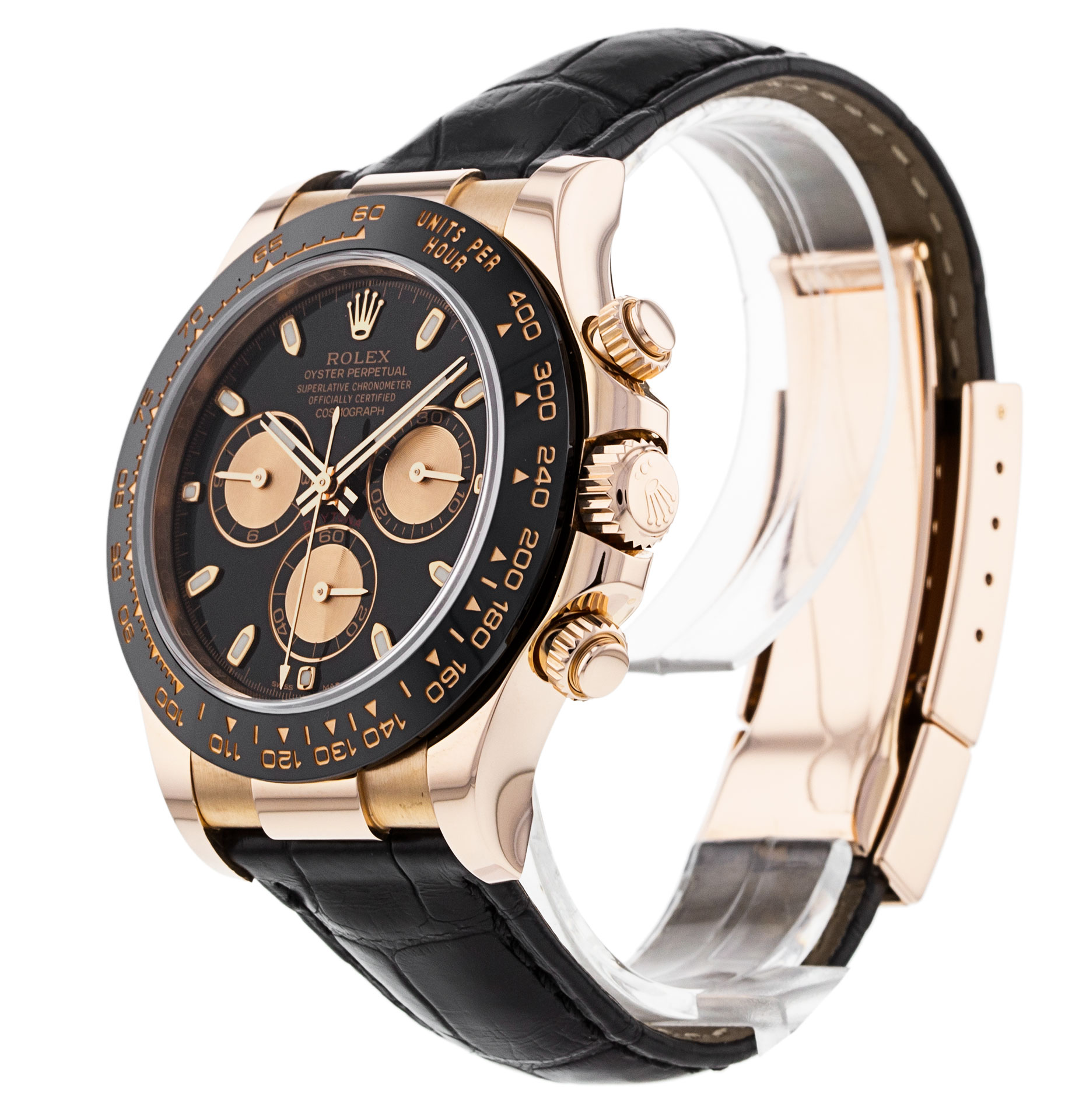 Rolex Daytona 116515 Ln Cadran Homme Noir Matière du boîtier Baton Or Rose – Image 3