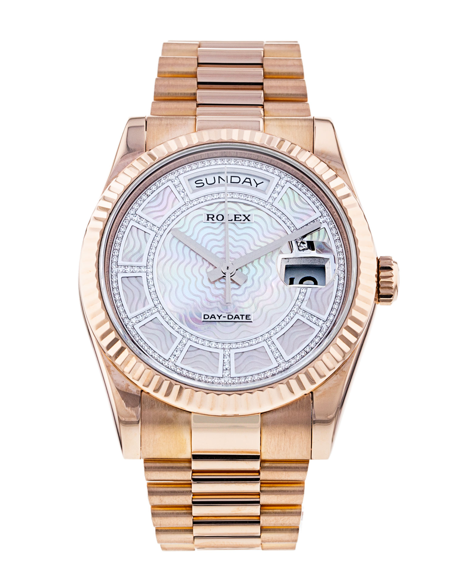 Rolex Day-date 118235 Cadran Homme Nacre - Rose Carrousel Diamant Matière Du boîtier Or Rose