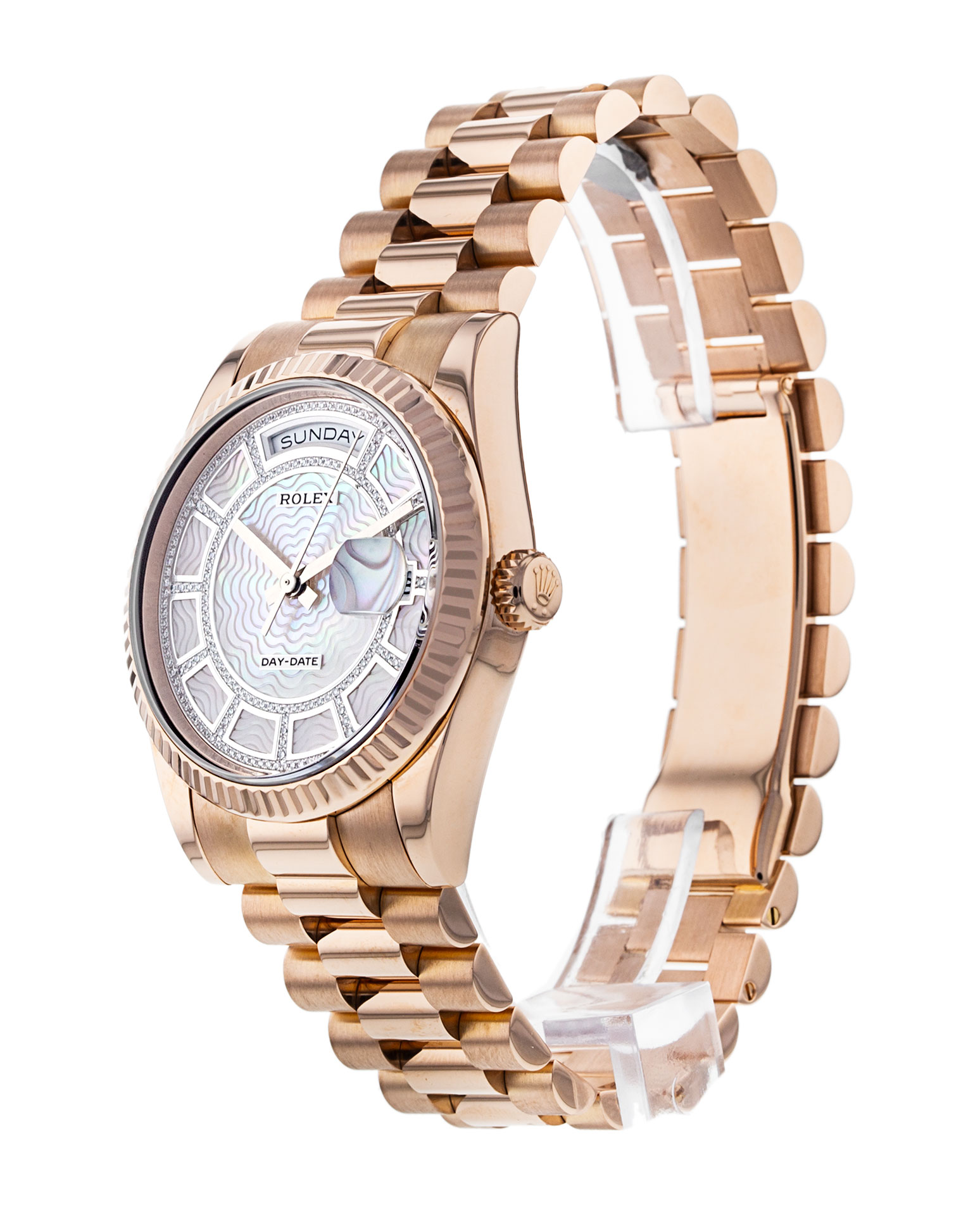 Rolex Day-date 118235 Cadran Homme Nacre - Rose Carrousel Diamant Matière Du boîtier Or Rose – Image 3