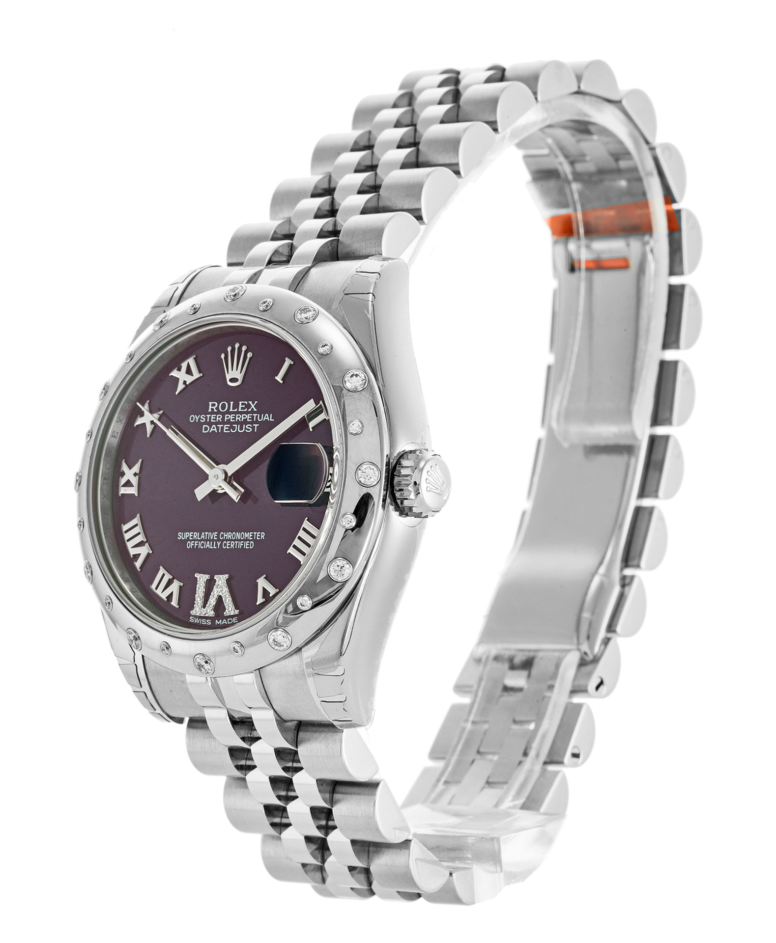 Rolex Datejust Lady 31 178344 Cadran pour dames pourpre Chiffre romain Diamant Matériel Acier Or blanc serti de diamants – Image 3