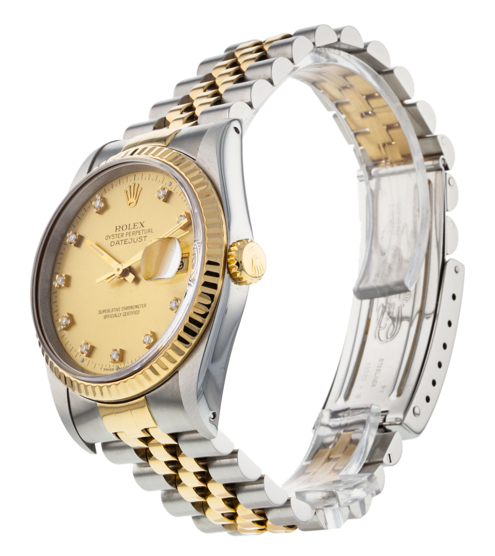 Rolex Datejust 16233 Mens Dial Champagne Diamond Case Matériel Acier Or jaune – Image 3