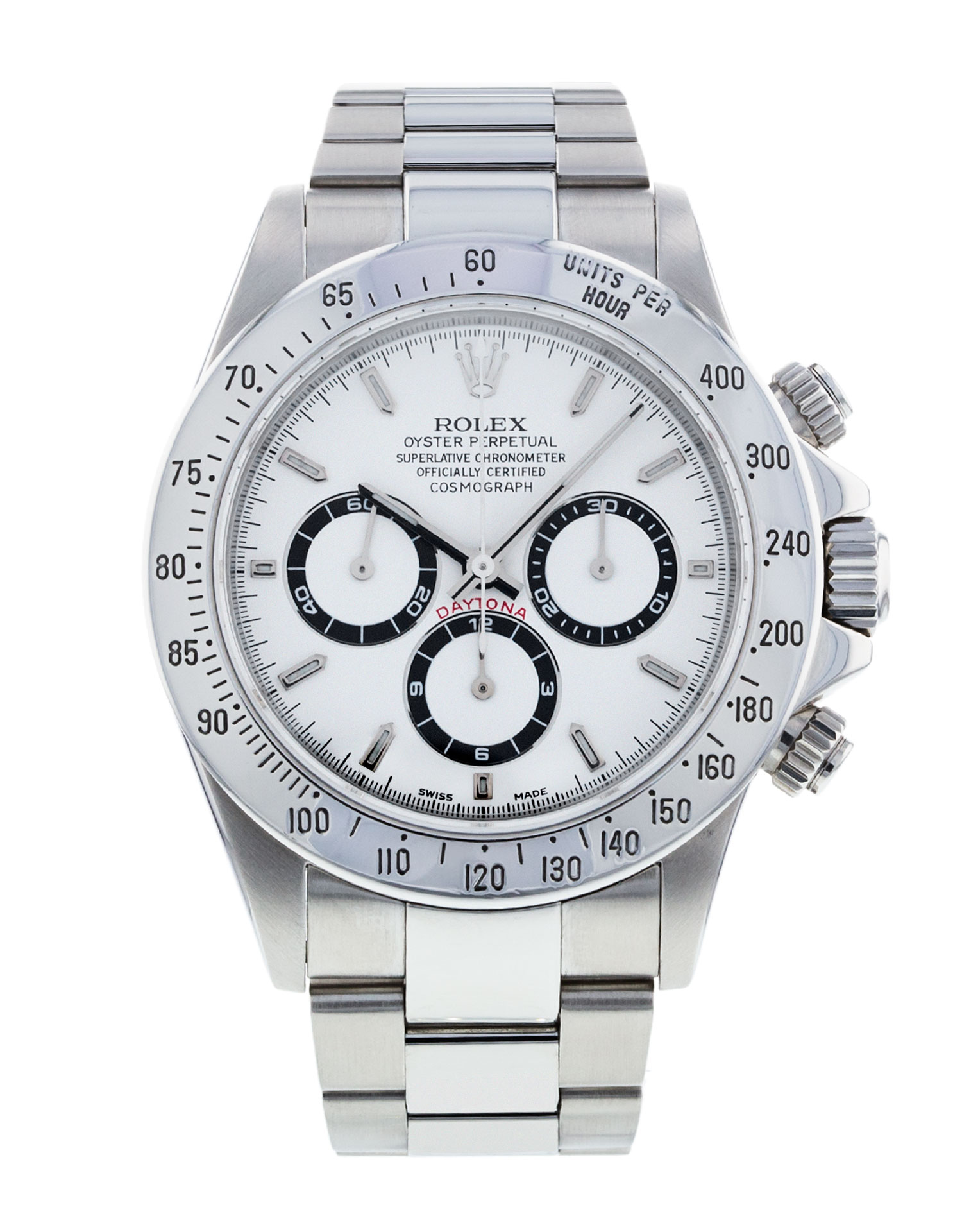 Rolex Daytona 16520 Cadran Homme Blanc Bâton Matériel Acier
