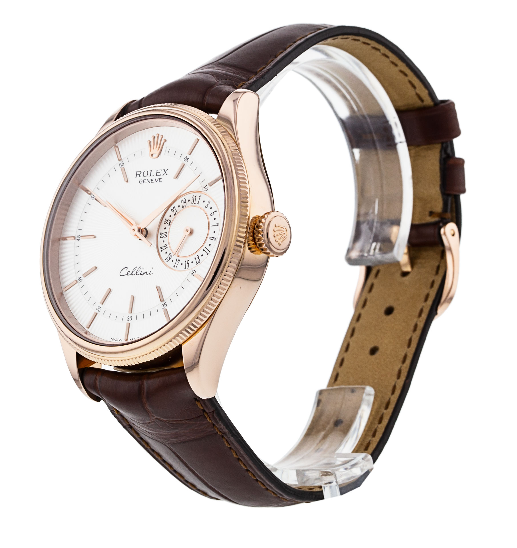 Rolex Cellini 50515 Cadran Homme Argent Matière boîtier Baton Or Rose – Image 3
