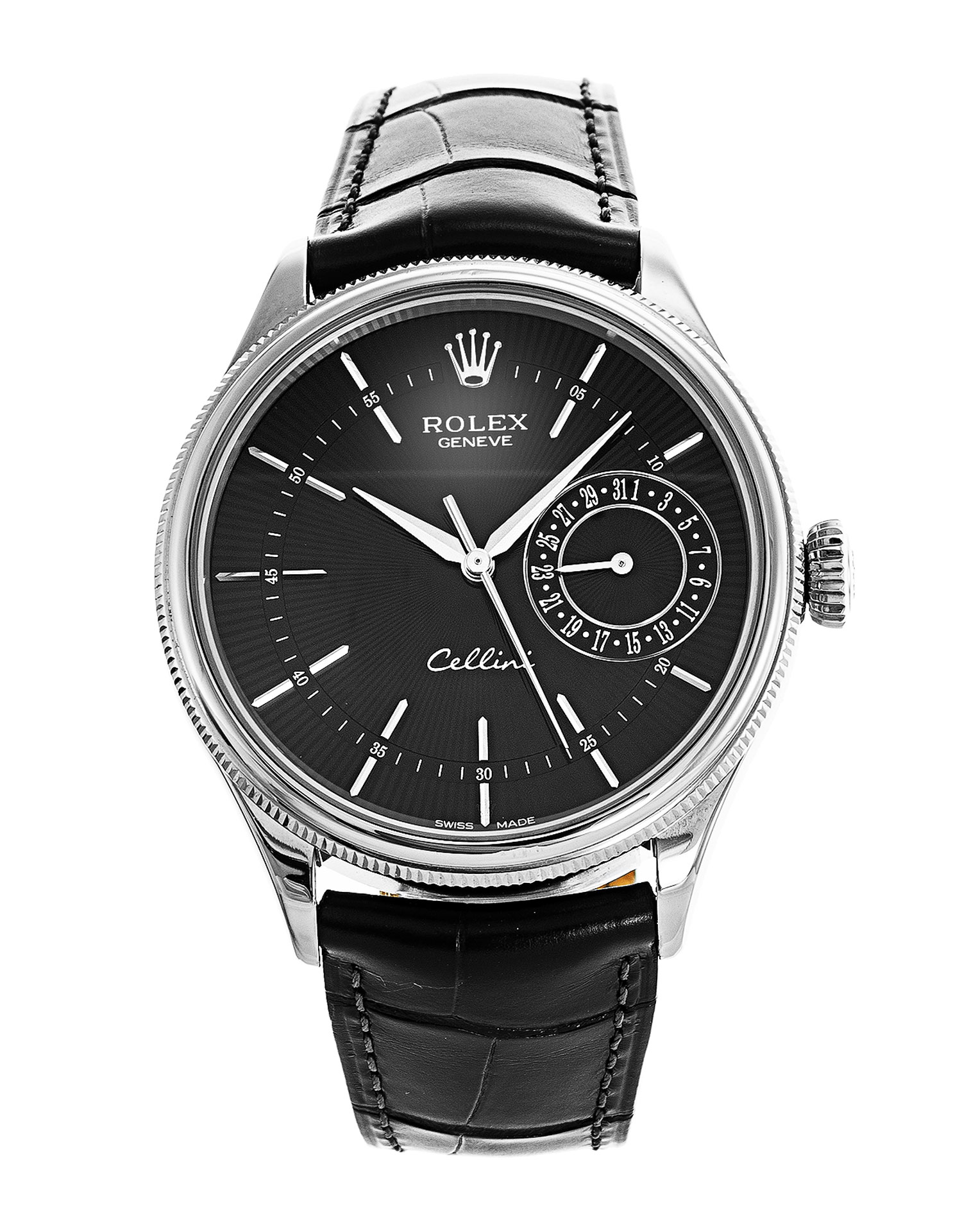 Rolex Cellini 50519 Cadran Homme Noir Matière du boîtier Baton Or Blanc