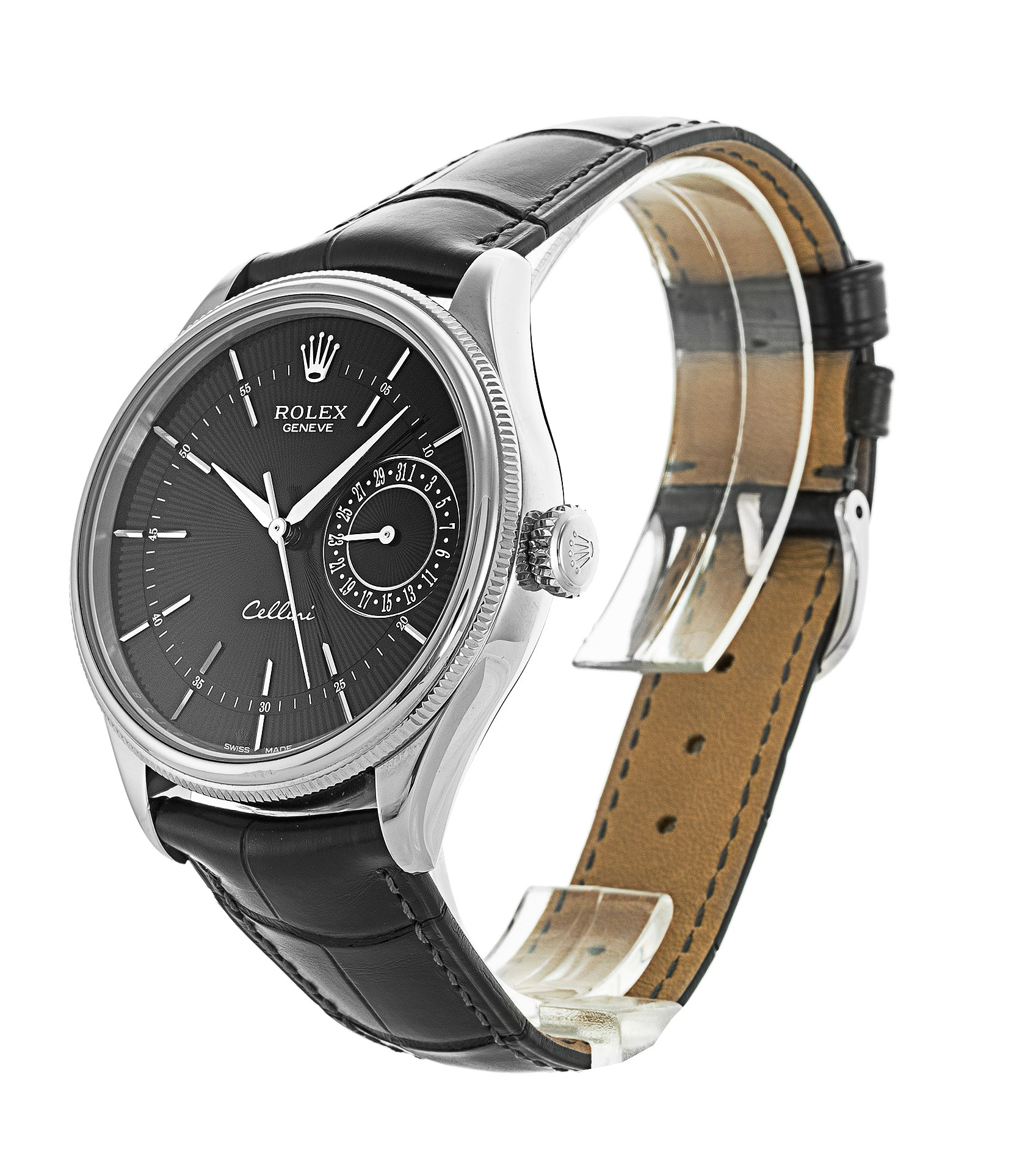 Rolex Cellini 50519 Cadran Homme Noir Matière du boîtier Baton Or Blanc – Image 3