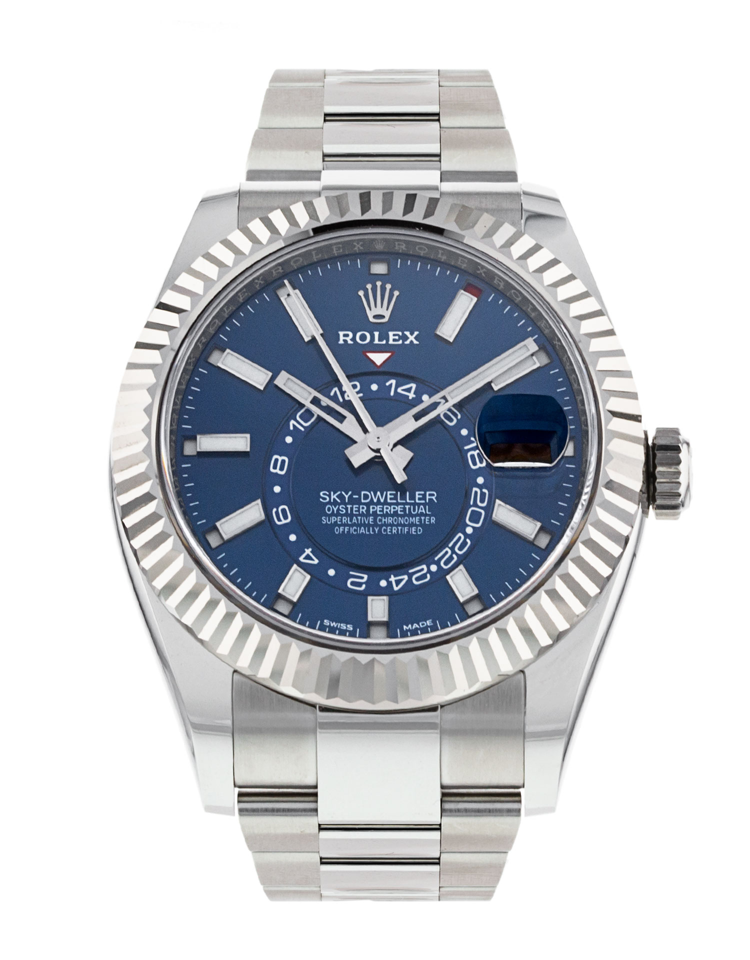 Rolex Sky-dweller 326934 Cadran pour homme Bleu Baton Matériau du boîtier Acier Or blanc