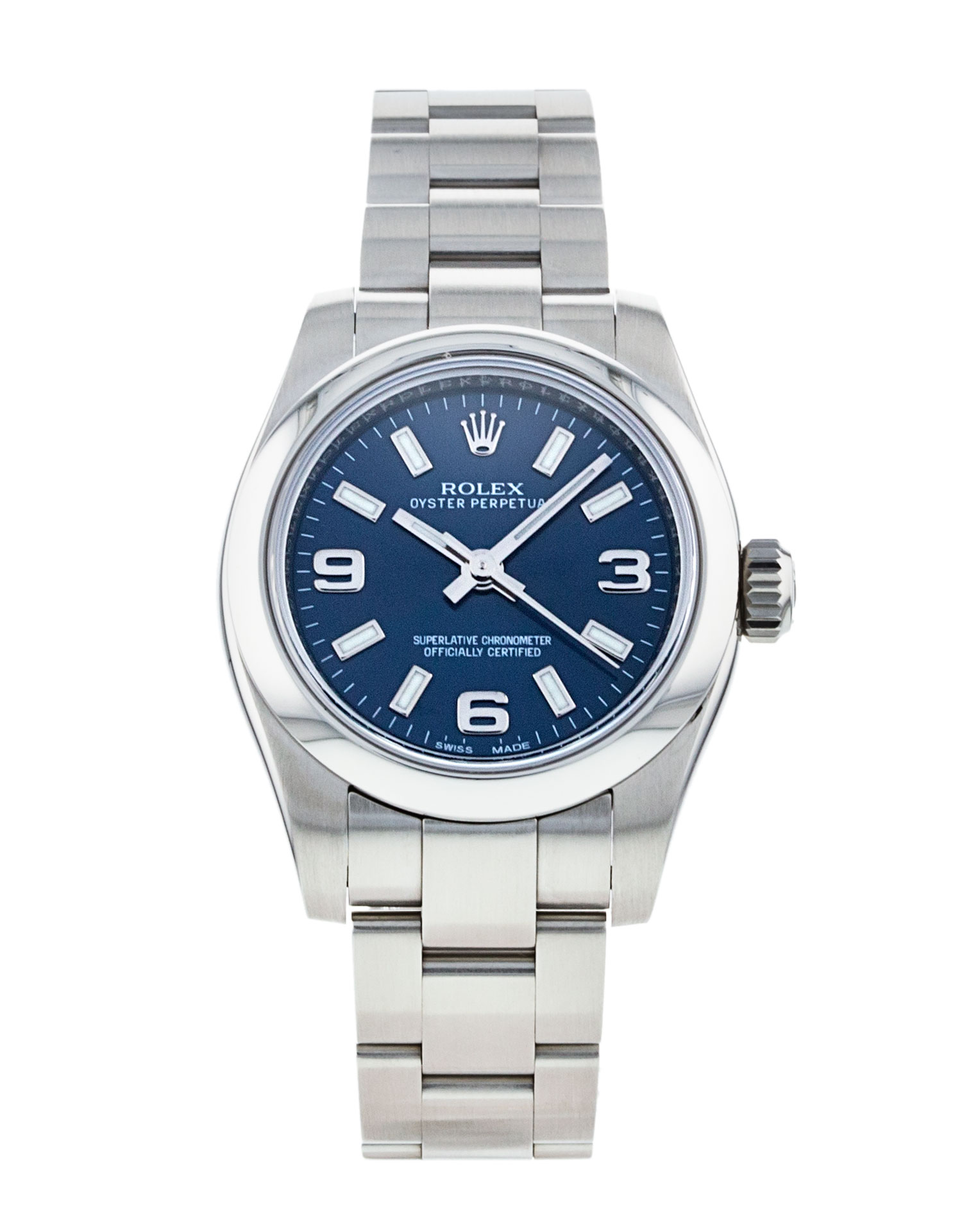 Rolex Lady Oyster Perpetual 176200 Mesdames Cadran Bleu Quartier Arabe Matériau du boîtier Acier
