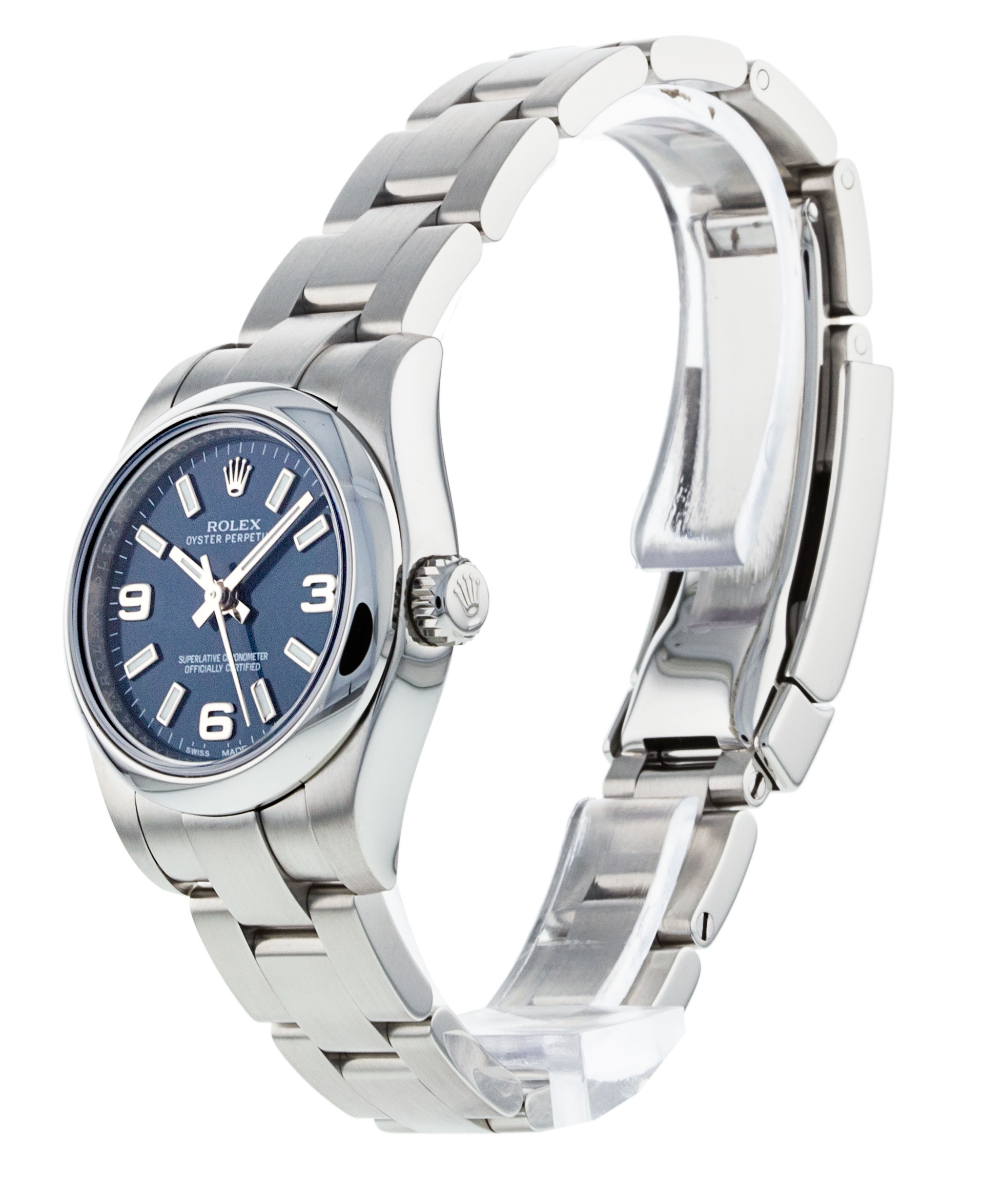 Rolex Lady Oyster Perpetual 176200 Mesdames Cadran Bleu Quartier Arabe Matériau du boîtier Acier – Image 3