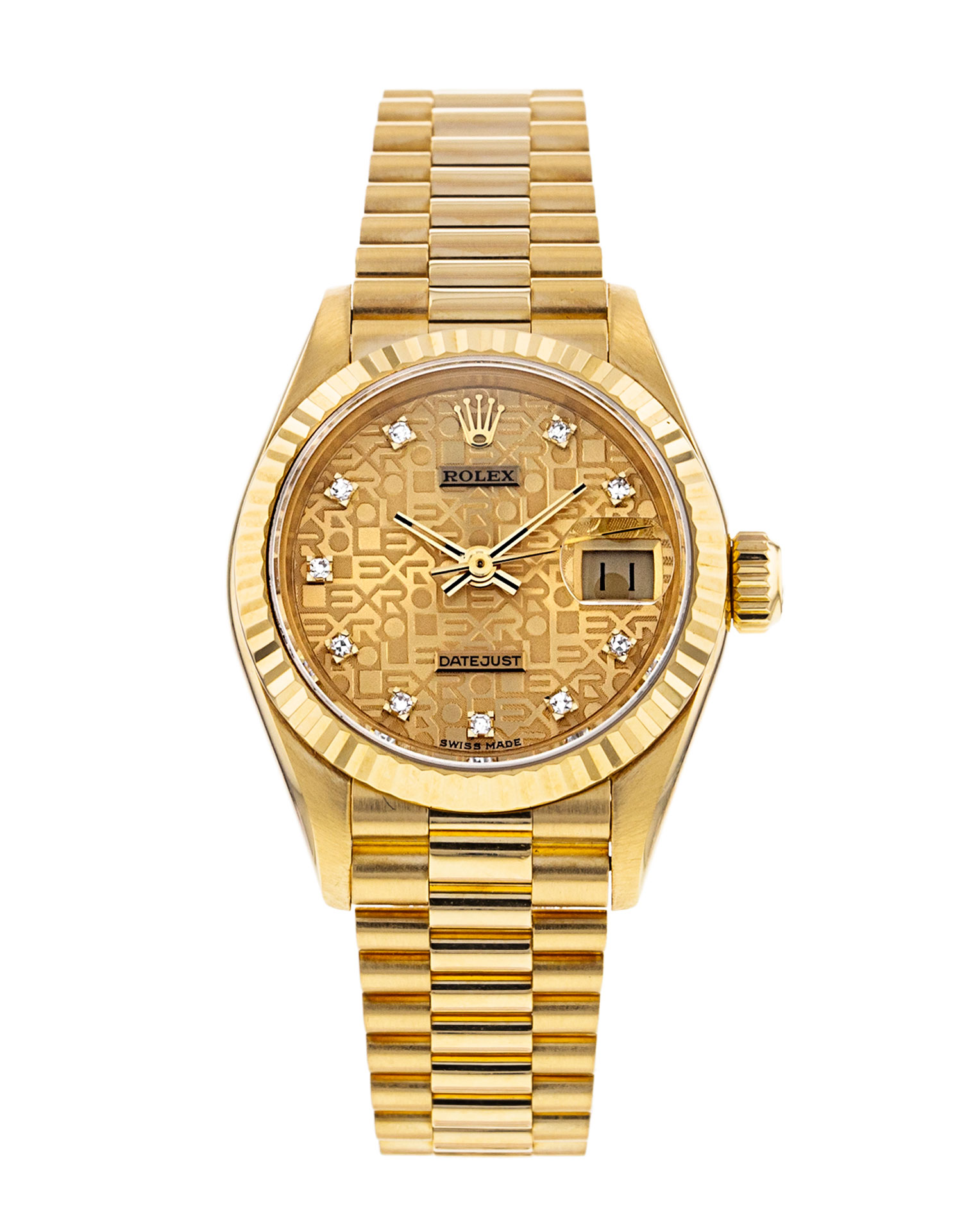 Rolex Datejust Lady 69178 Mesdames Cadran Champagne Jubilé Diamond Case Matériel Or jaune