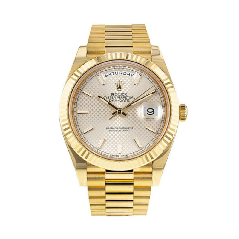 Rolex Day-Date 228238 40 mm Argent Motif Diagonal Montre Homme