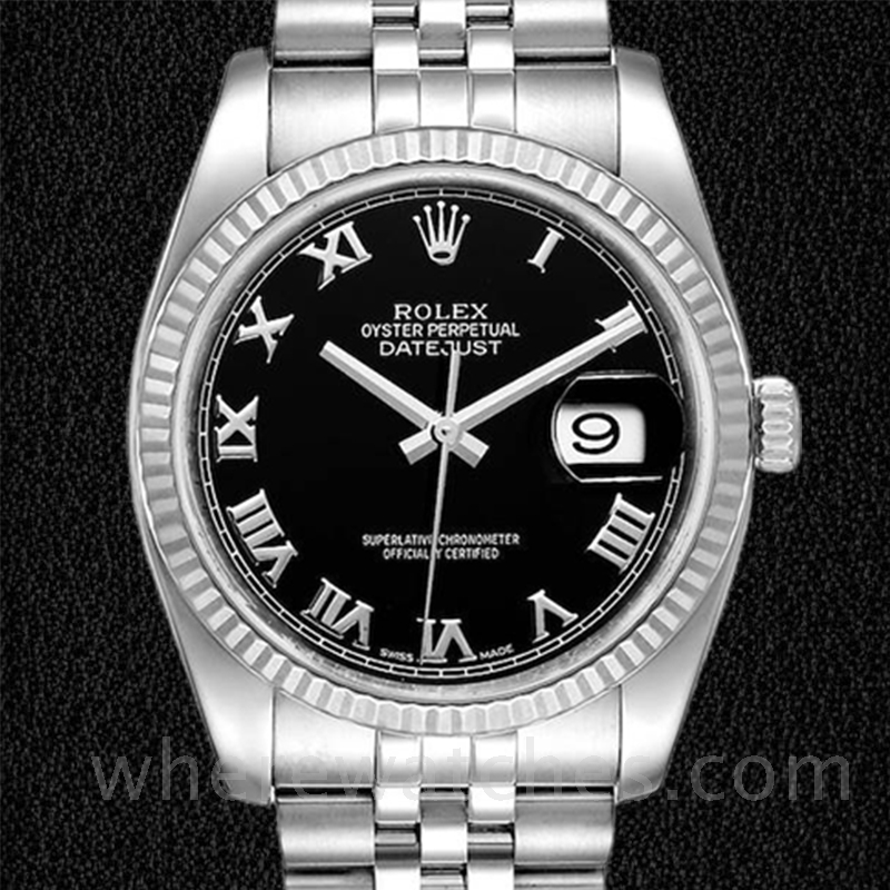 Rolex Datejust 116234BKRJ Pour des hommes Cadran Noir 36mm Bracelet