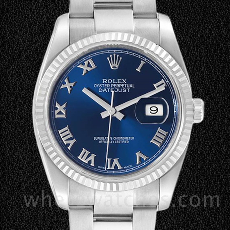 Rolex Datejust Pour des hommes 116234BLRO Argenté Oysterlock