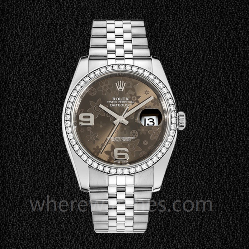 Rolex Datejust Pour des hommes 116244BFAJ Bracelet Argenté Cadran fleuri en bronze – Image 2