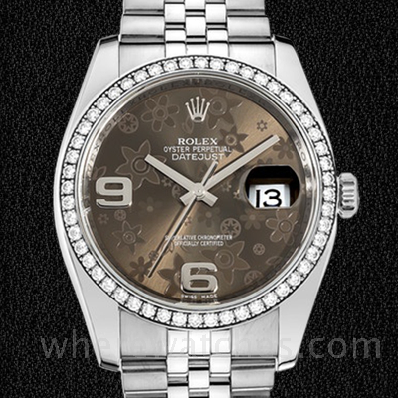 Rolex Datejust Pour des hommes 116244BFAJ Bracelet Argenté Cadran fleuri en bronze